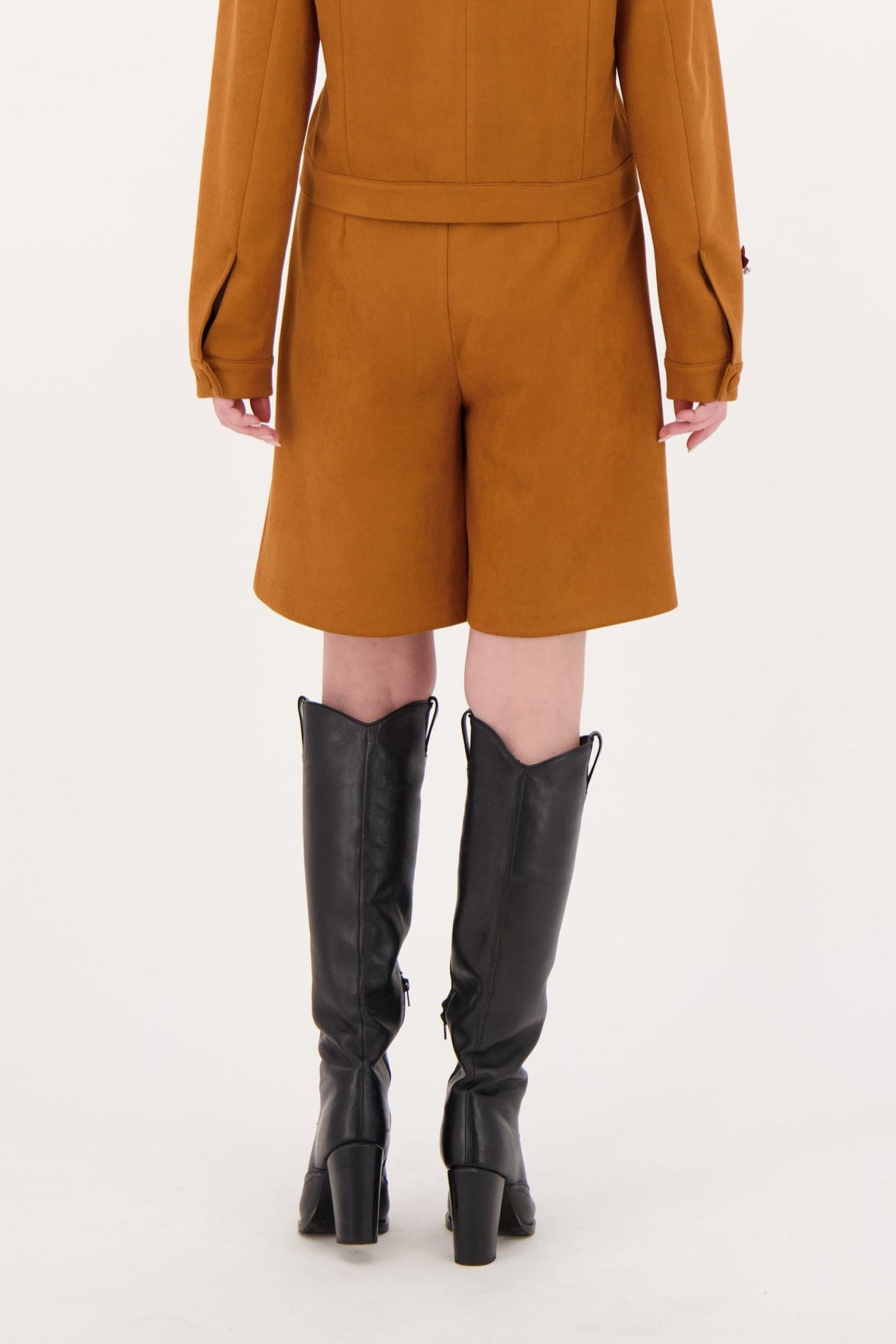 Faux Suede Beaded Floral Applique Skort