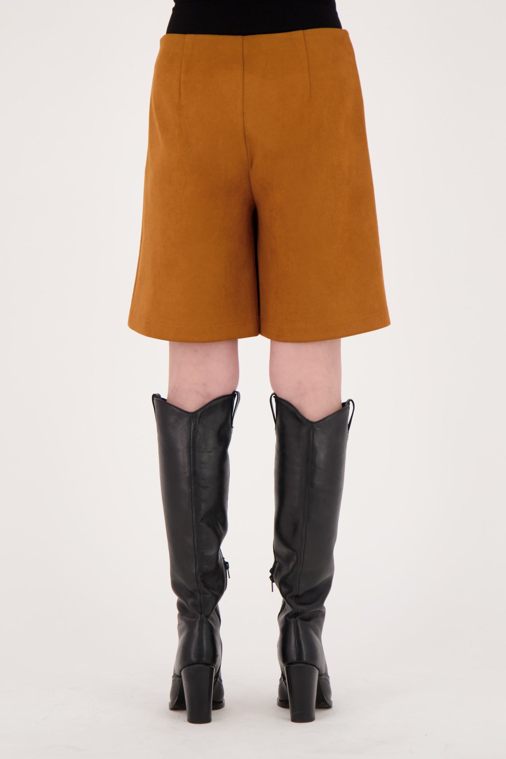 Faux Suede Beaded Floral Applique Skort