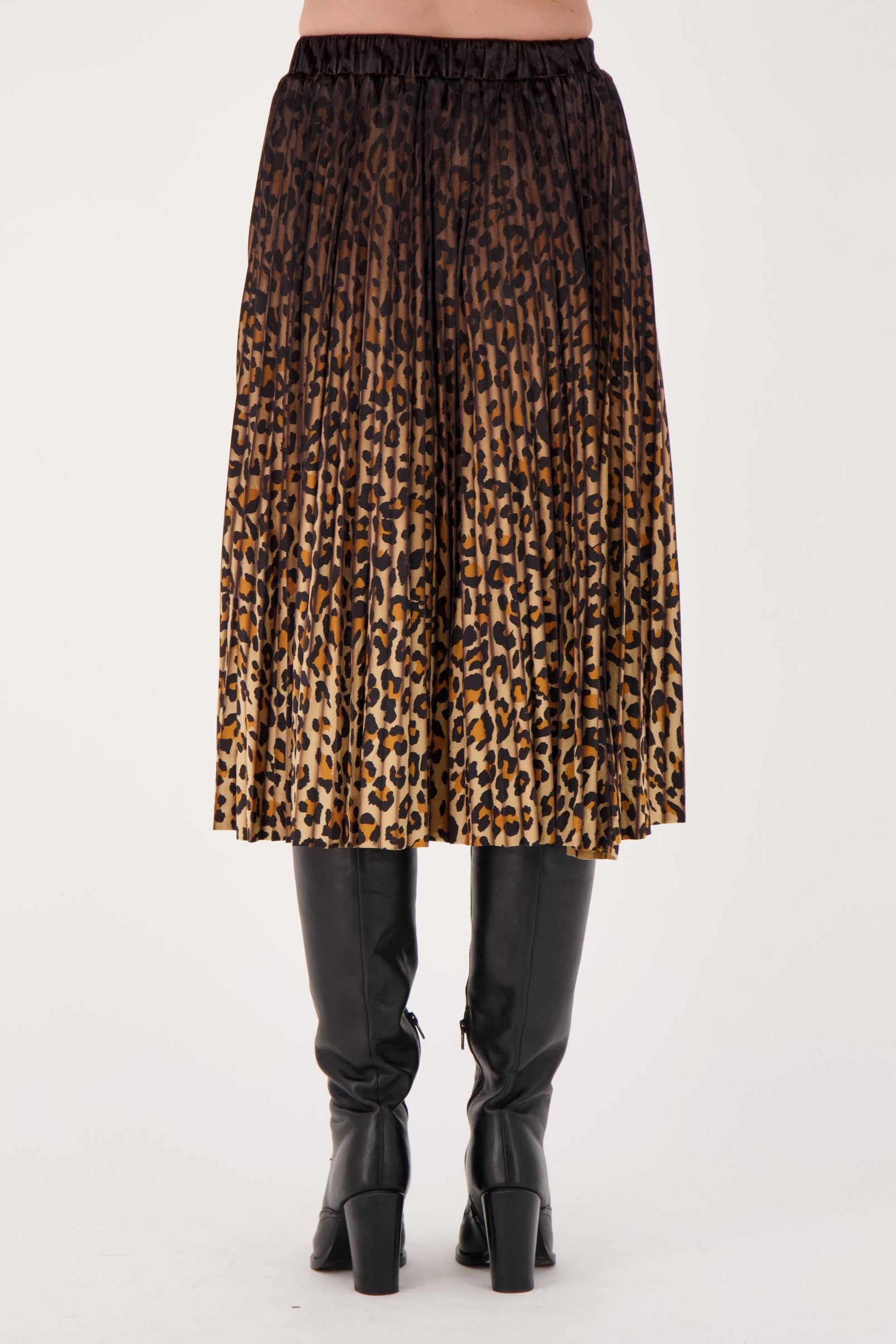 Velour Leopard Print Pleated Skirt