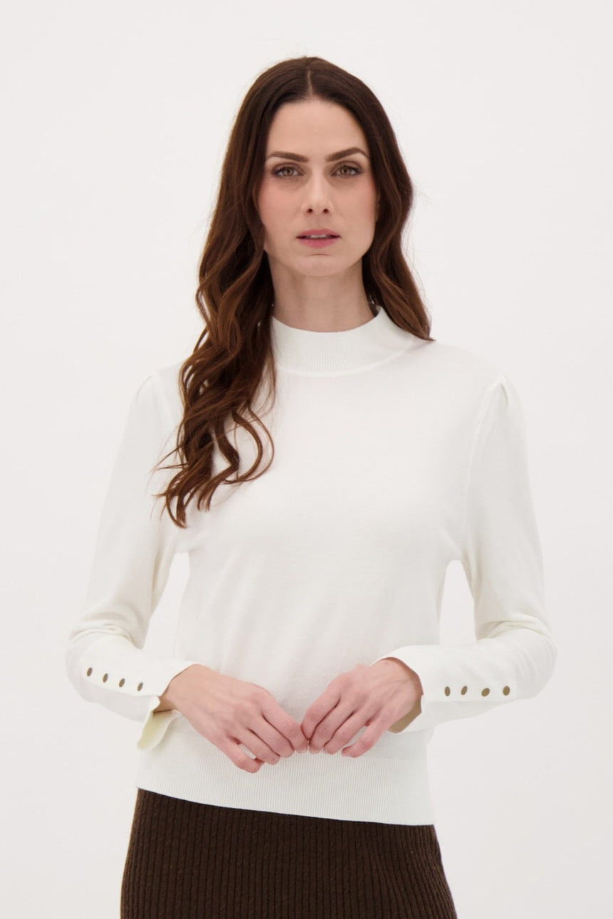 Mockneck Snap Cuff Sweater