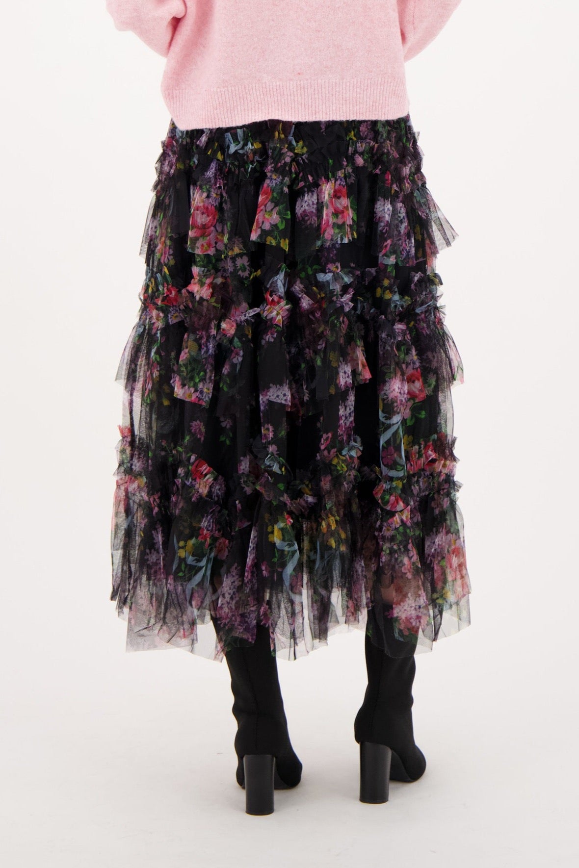 Floral Ruffle Tulle Skirt