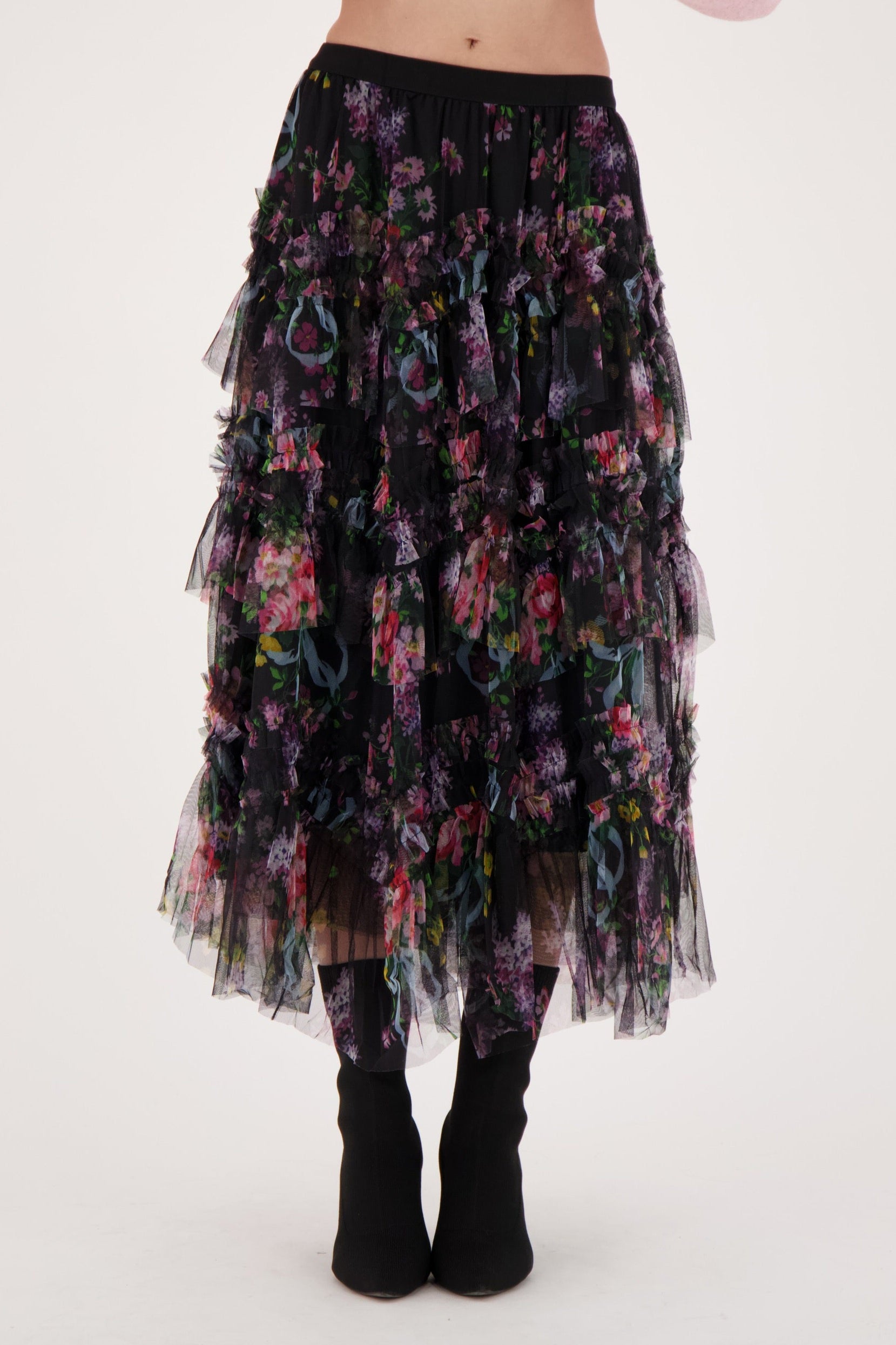 Floral Ruffle Tulle Skirt