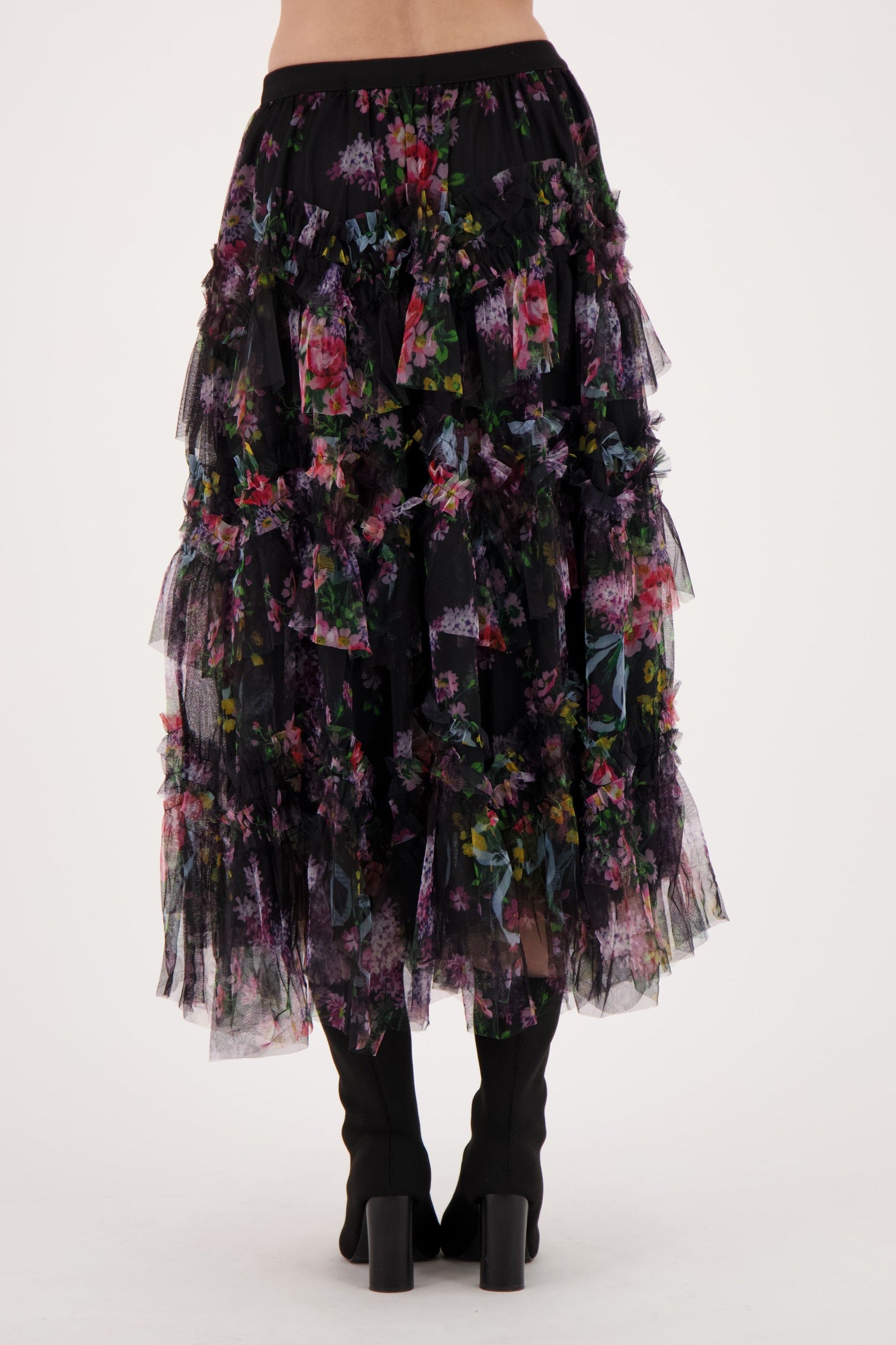 Floral Ruffle Tulle Skirt