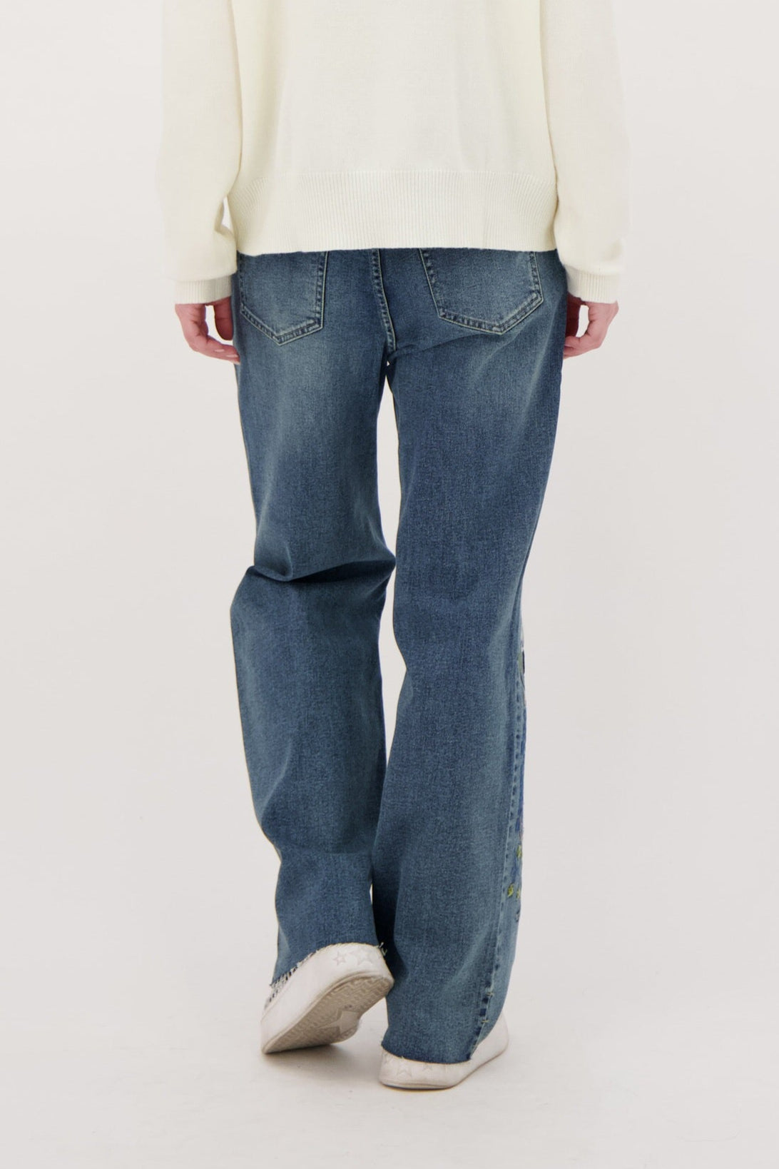 Floral Embroidered Denim