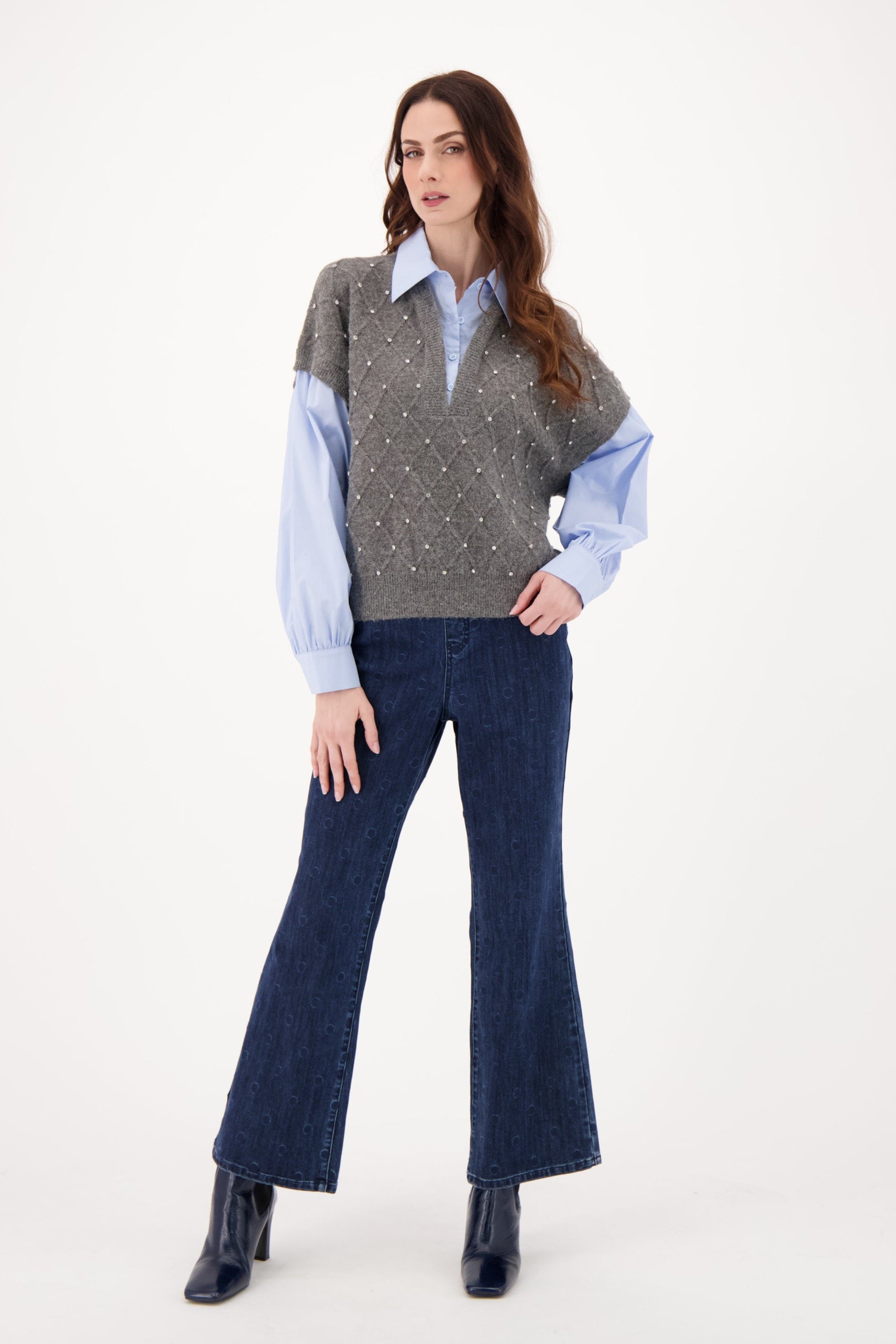 Jacquard Polkadot Denim Pant