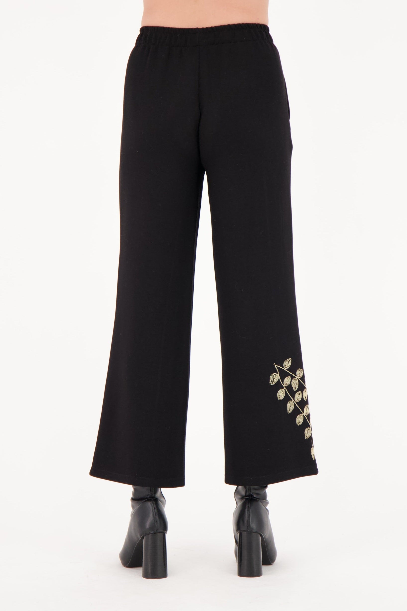 Gold Leaf Embroidered Scuba Pant