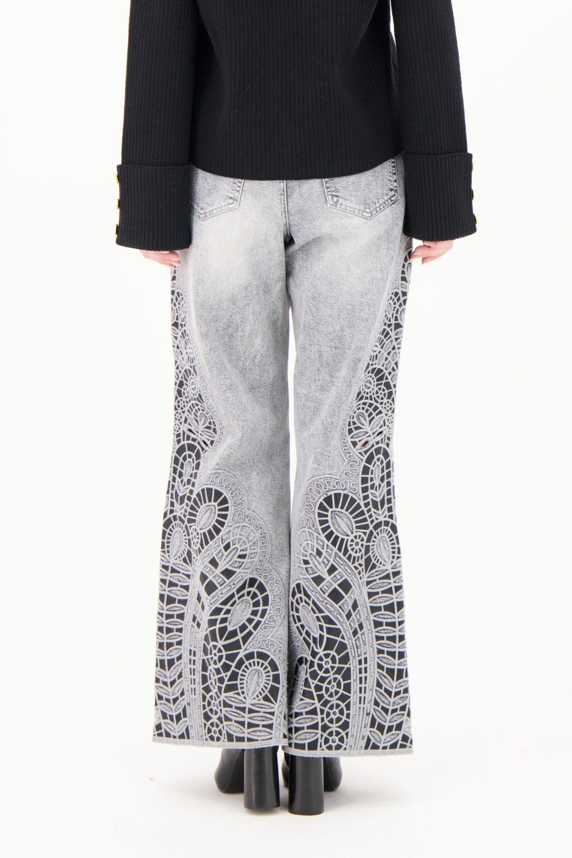 Laser Cut PU Denim Pant