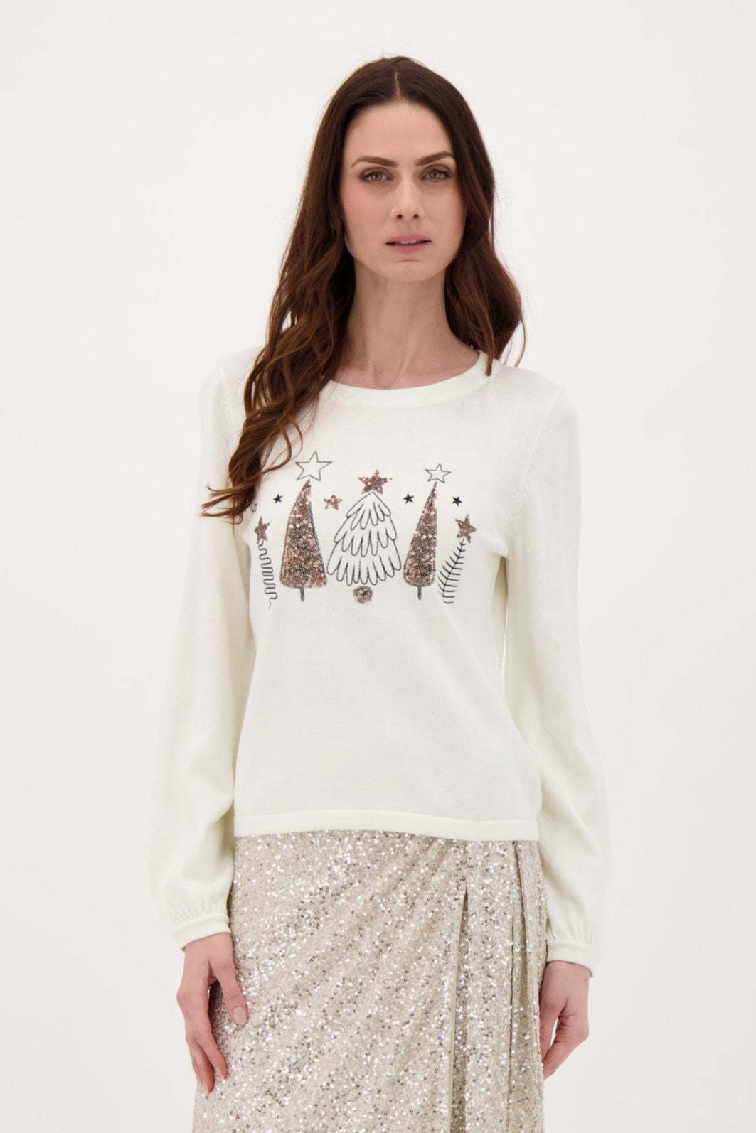 Sequin Embroidered Pine Trees