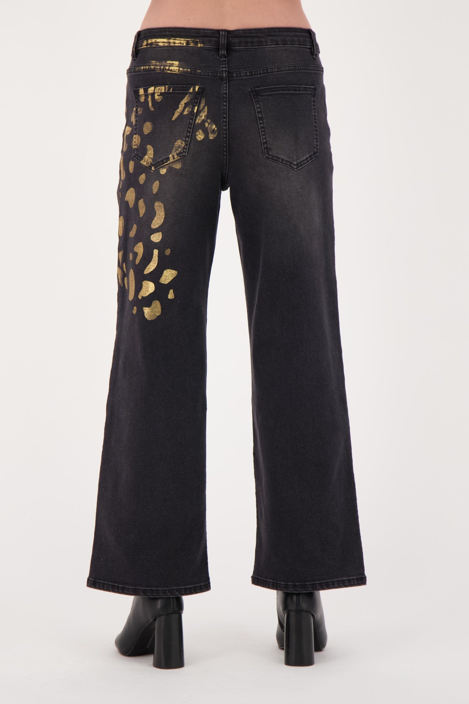 Gold Foil Printed Denim Pant