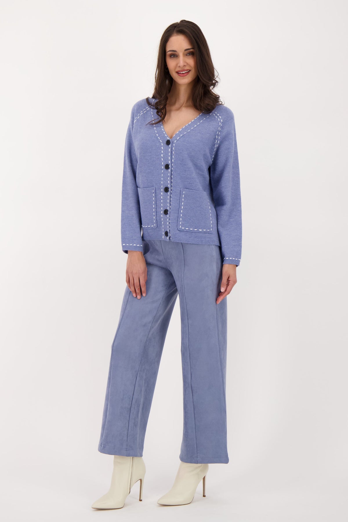 Blanket Contrast Stitch Cardigan