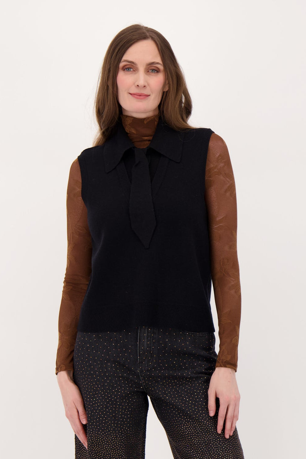 Sweater Vest With Detachable Tie