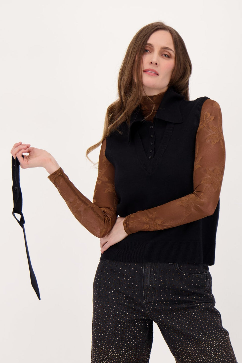 Sweater Vest With Detachable Tie