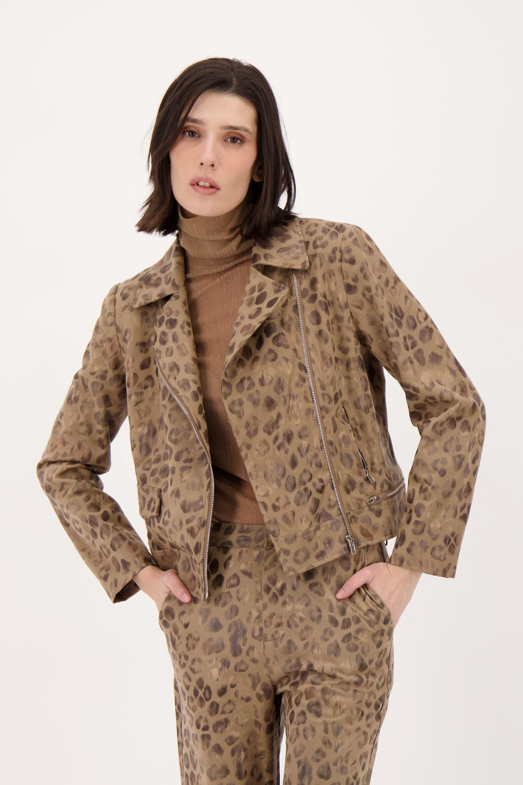 Subtle Vegan Metallic Leopard Biker Jacket