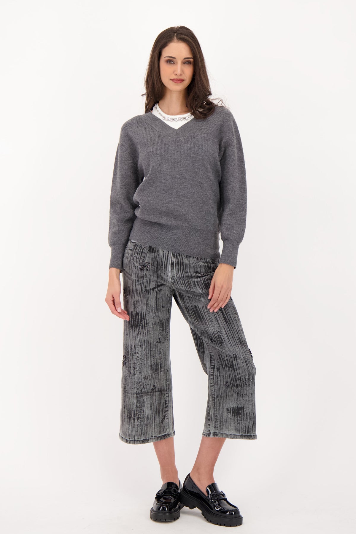 Fooler Neckline Beaded Tank Sweater