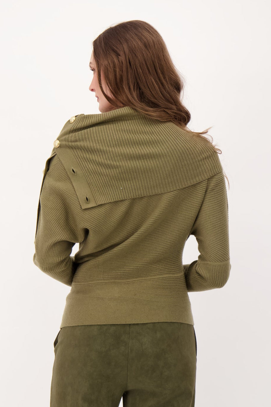 Oversized Cowl Neck With Adjustable Buttons Sweater