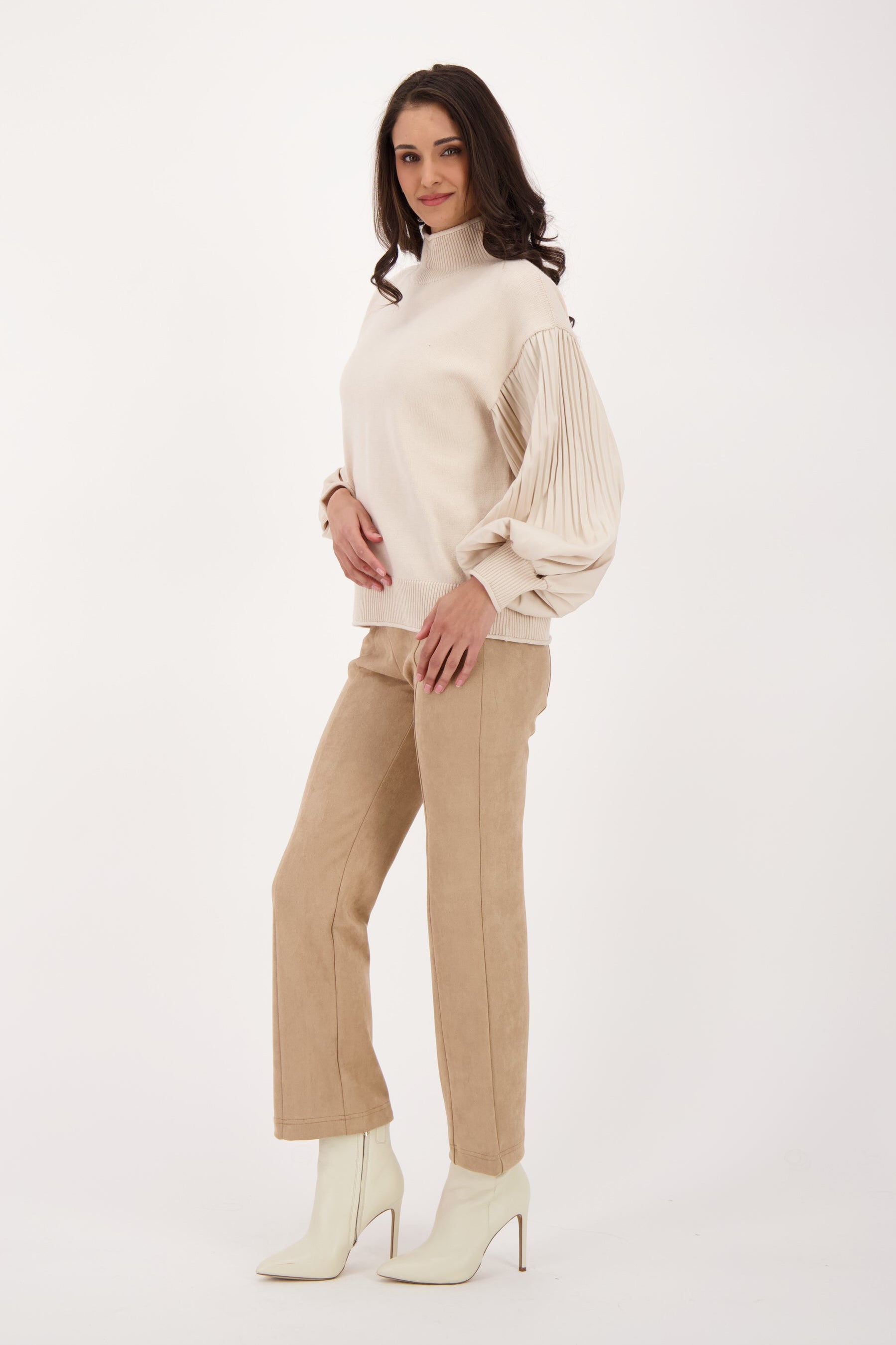Pleated Sleeve Sweater Top