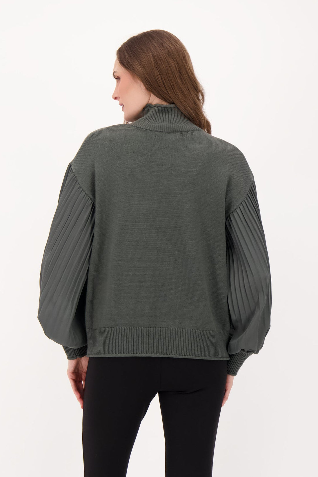 Pleated Sleeve Sweater Top