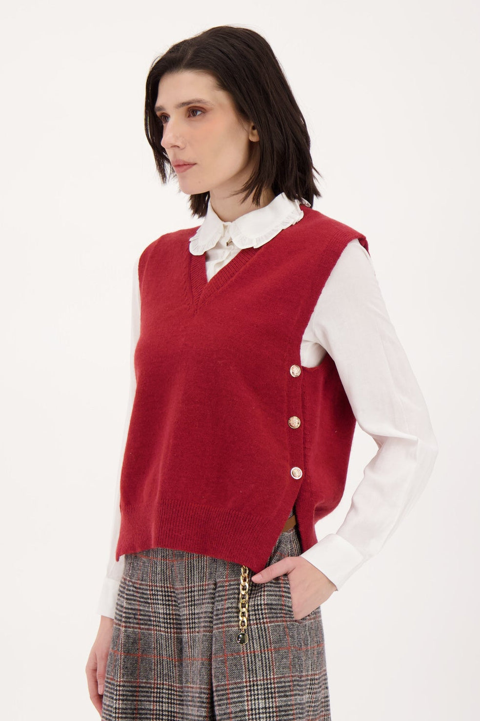 Side Button Sweater Vest