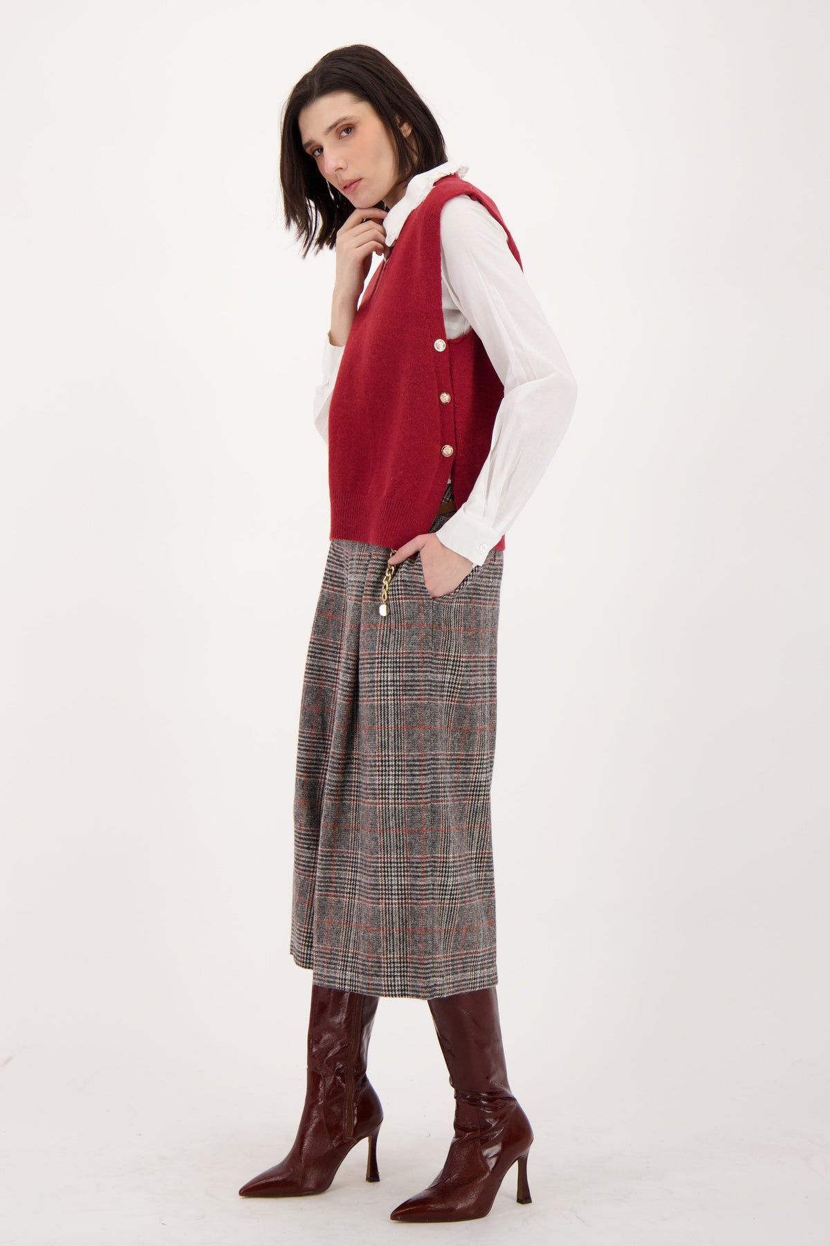 Side Button Sweater Vest