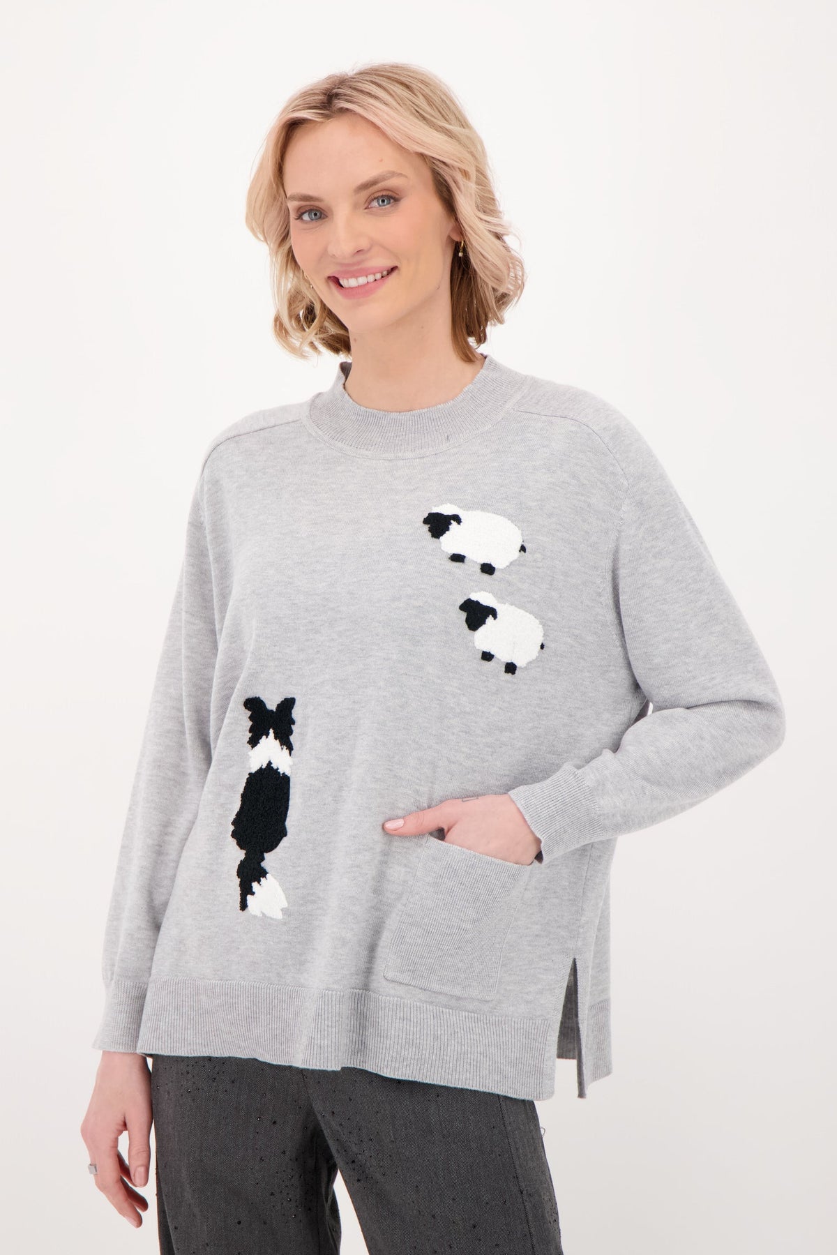 Sheep Dog Patch Pocket Sweater