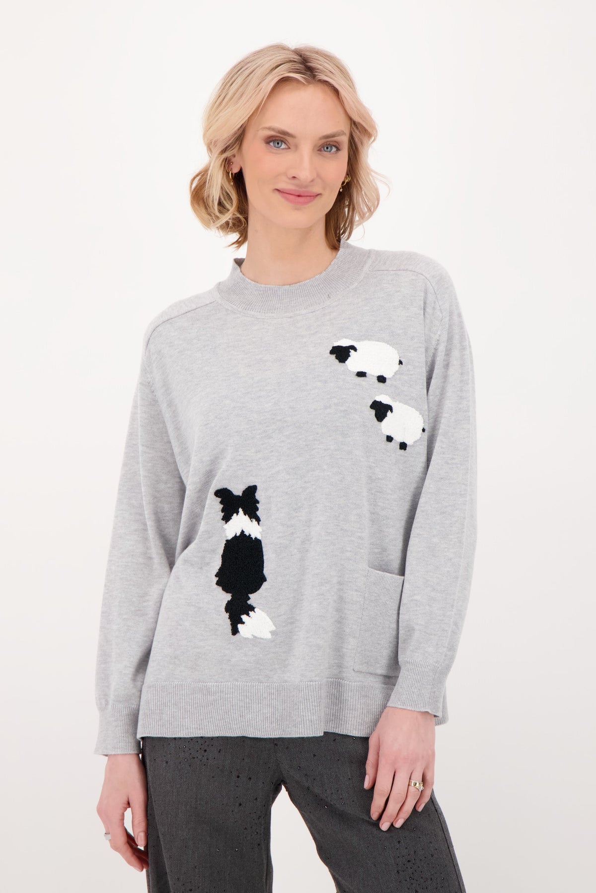 Sheep Dog Patch Pocket Sweater
