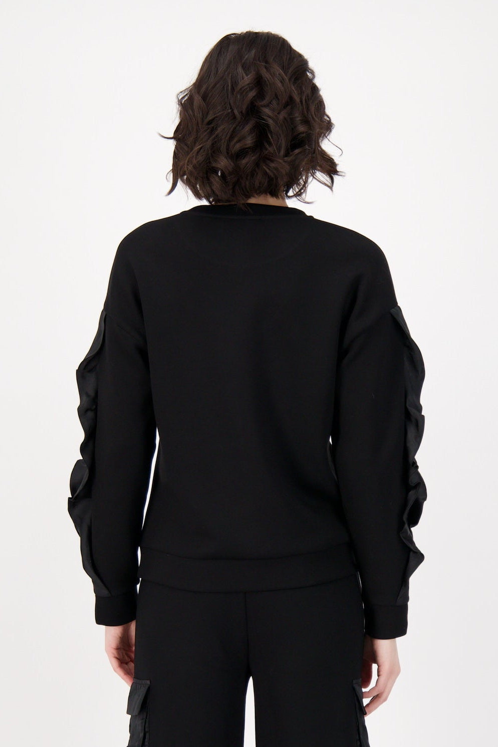 Ruffle And Chain Detail Sleeve Interlock Top