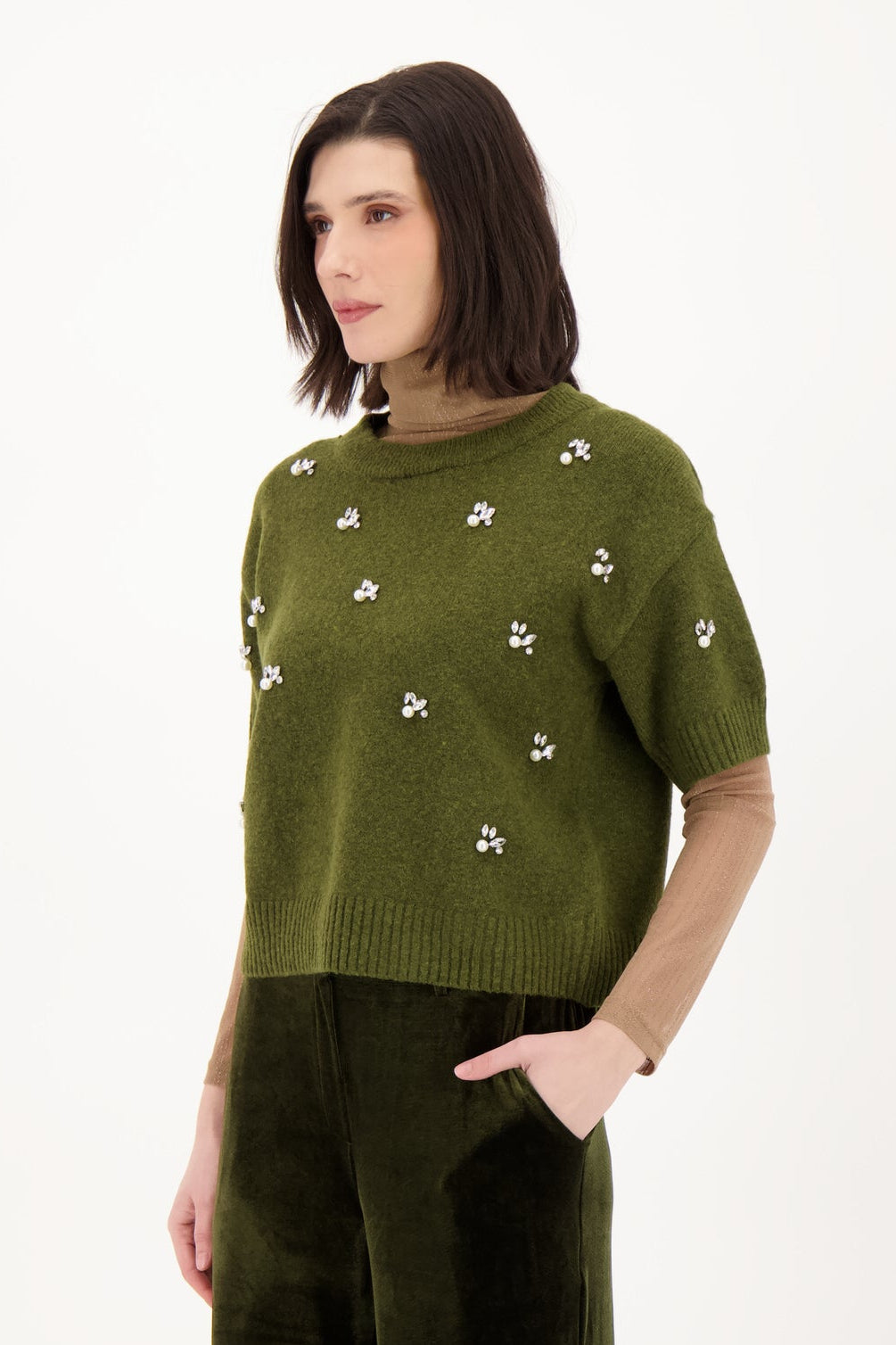 Rhinestone/Pearl Sweater Top