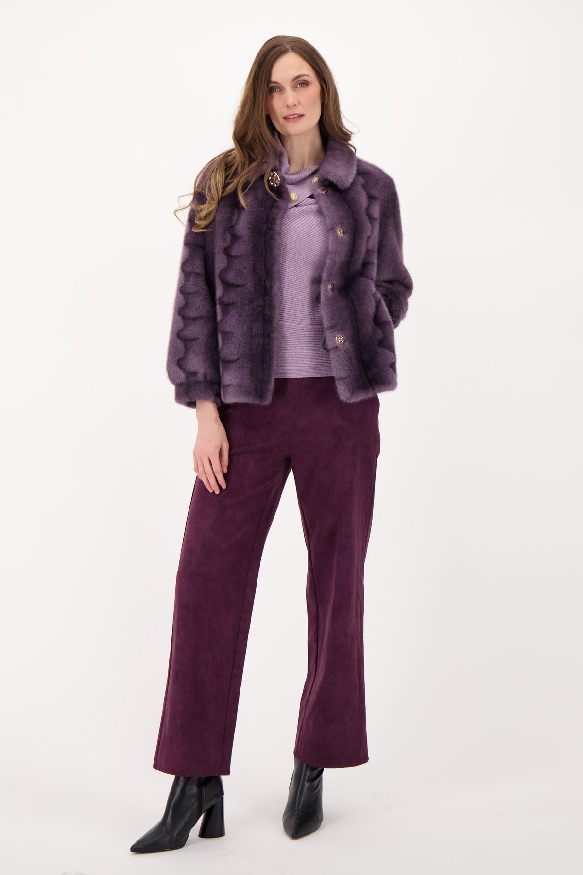 Removable Bijou Clasp Faux Fur Jacket