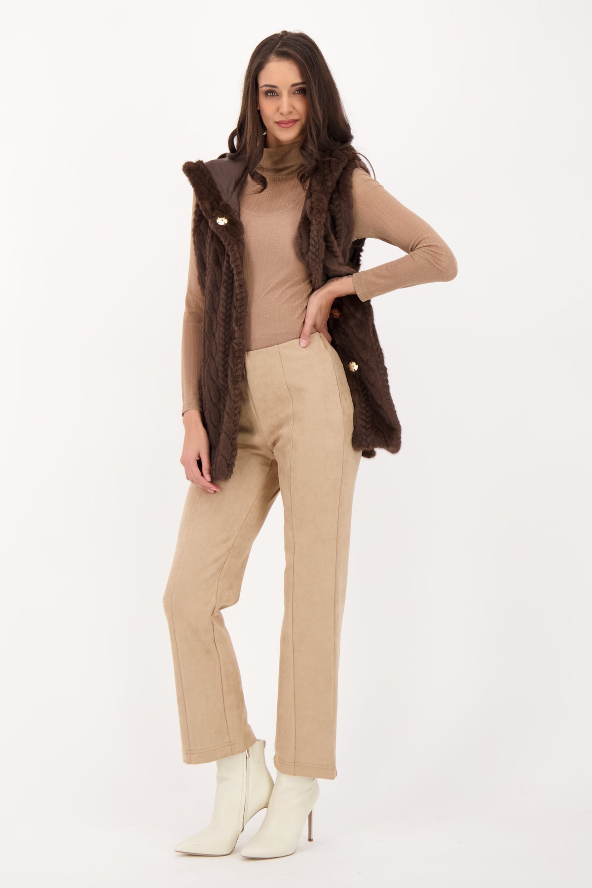 Straight Leg Vegan Suede Pants