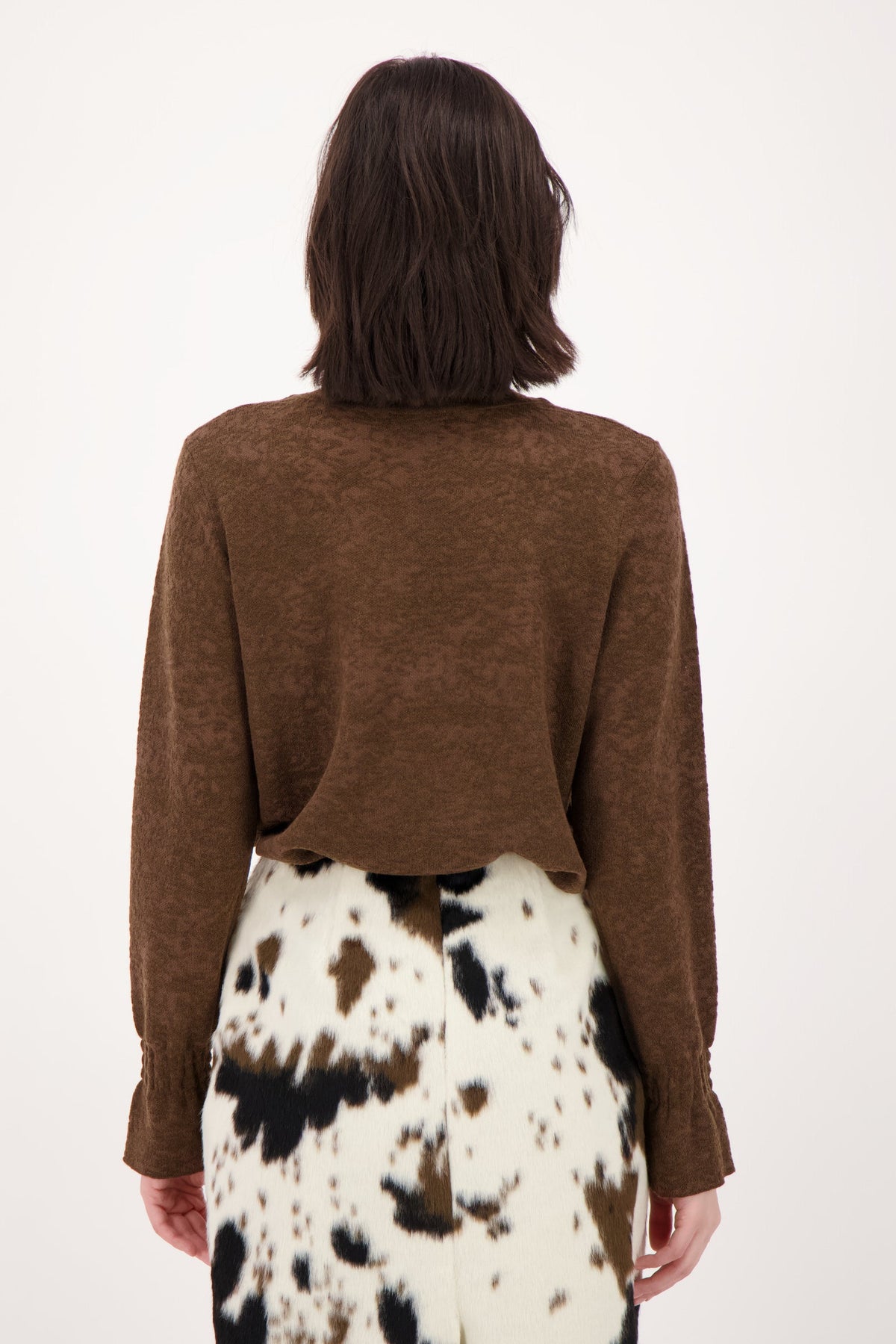 Jaquard Mock Neck Knit Top