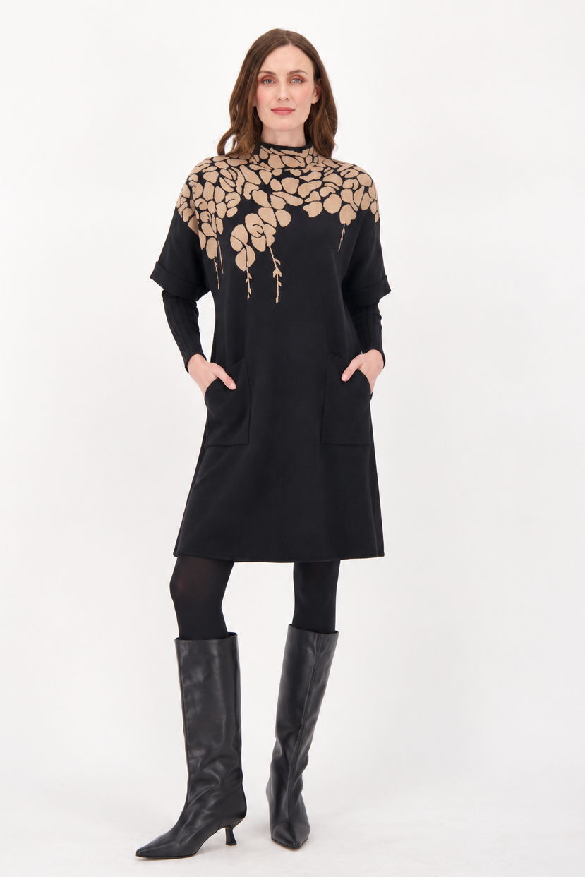 Floral Jacquard Sweater Dress