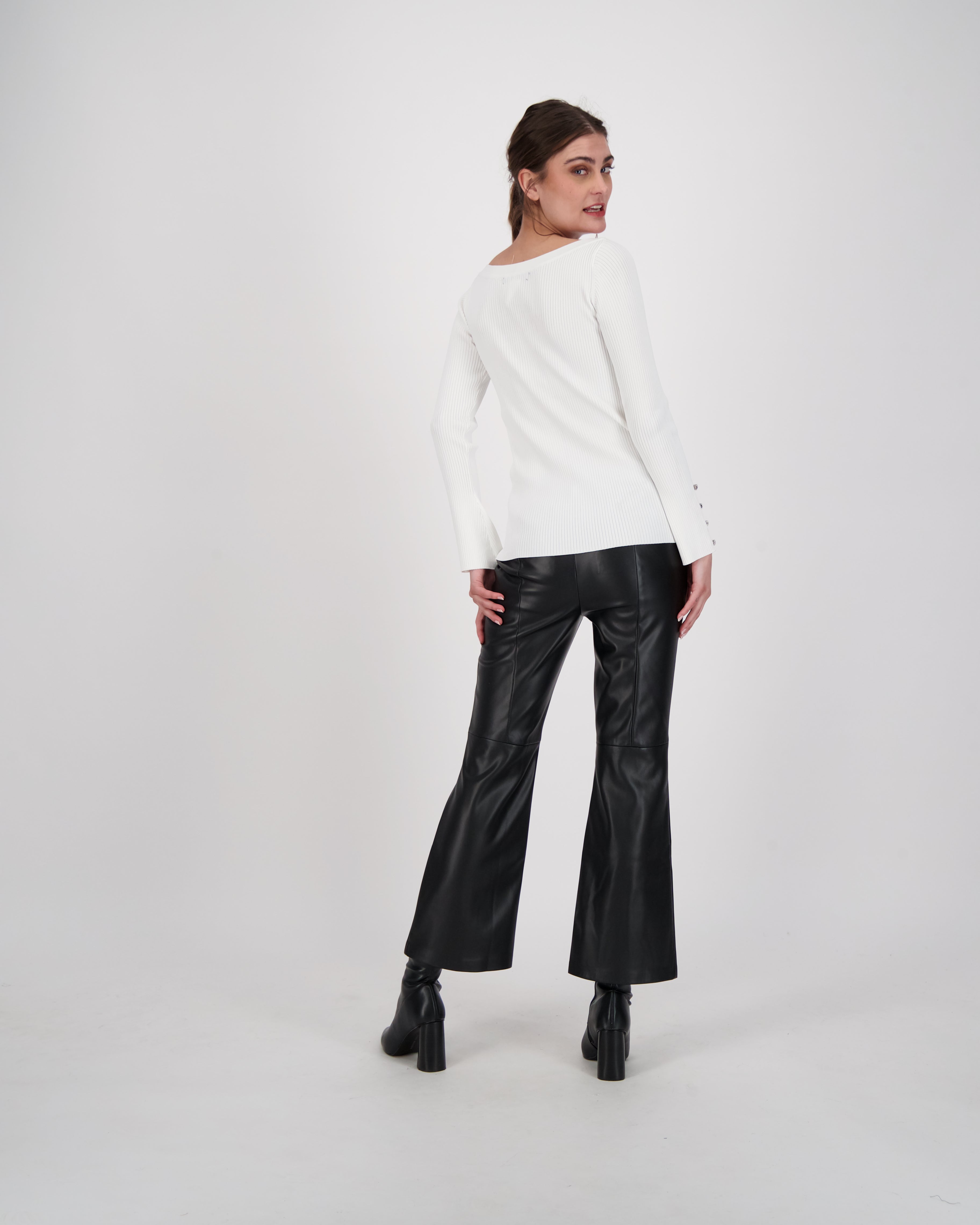 Buttoned Sleeve Knit Top