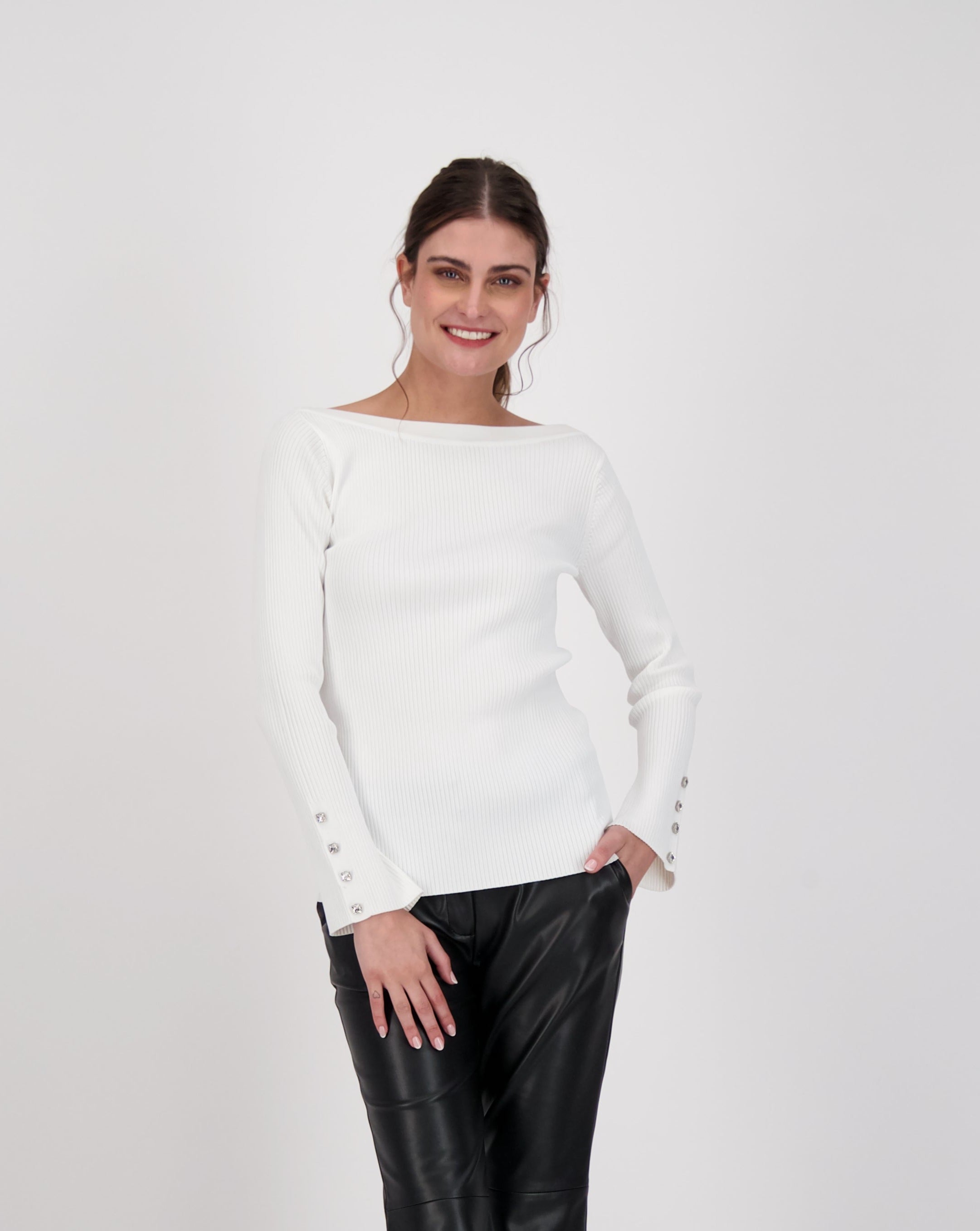 Buttoned Sleeve Knit Top