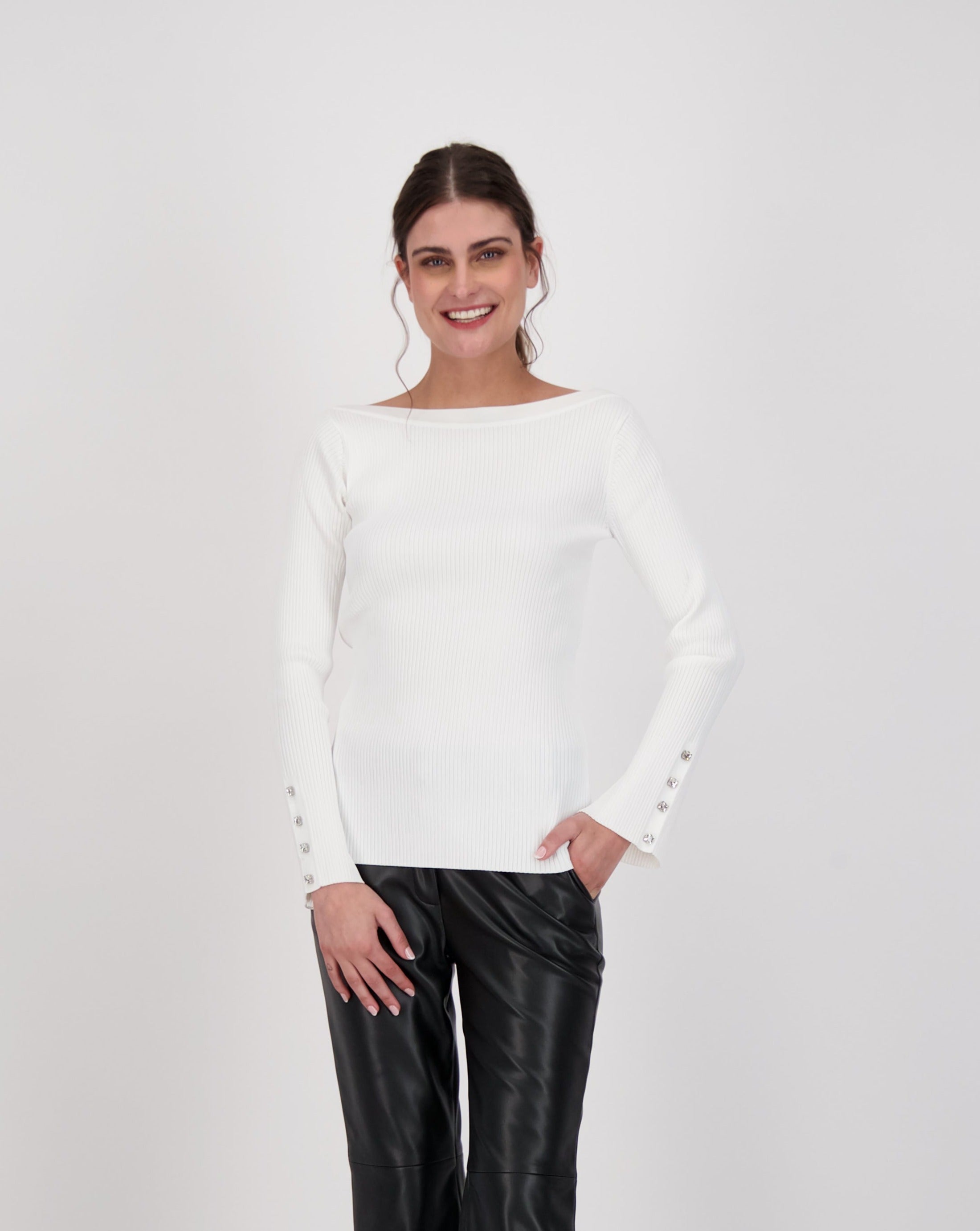 Buttoned Sleeve Knit Top
