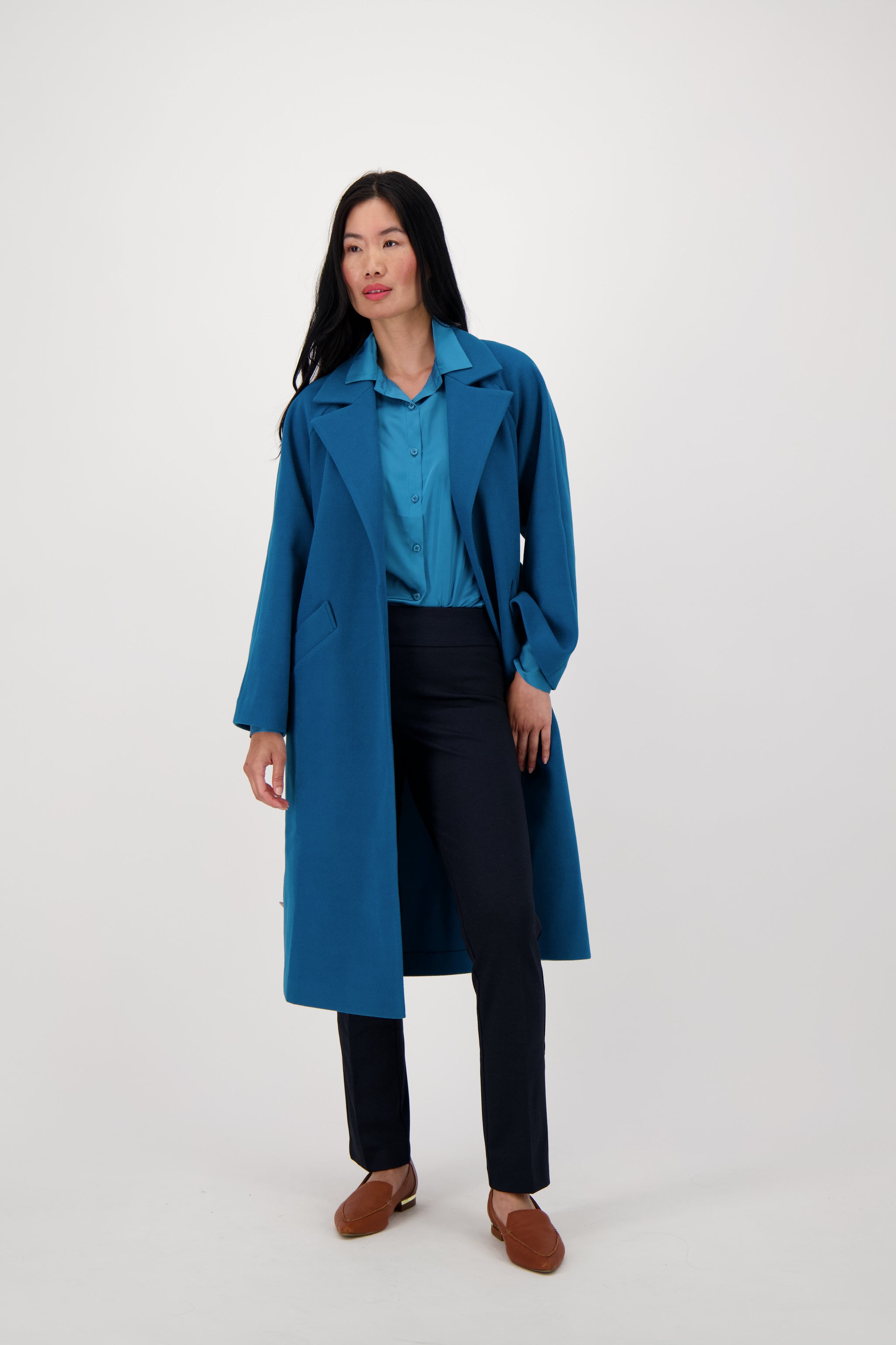 Coat With Notched Lapel Collar