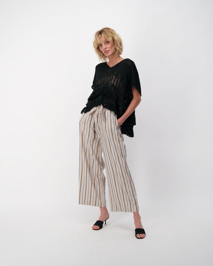 Belted Linen Pull On Pants