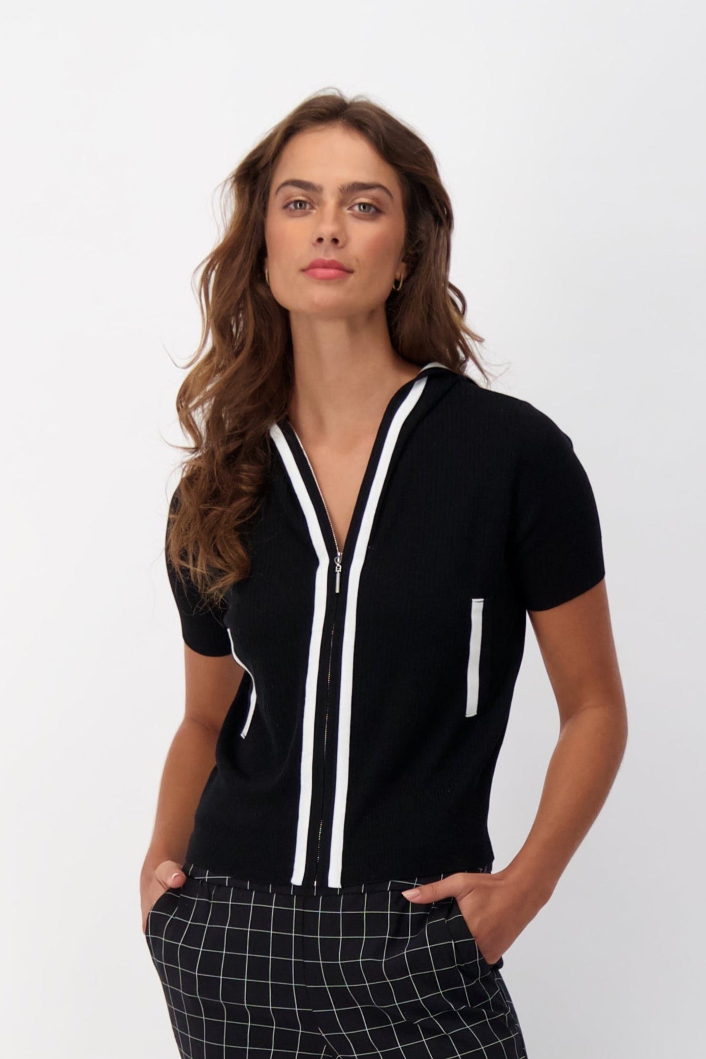 Hooded Bomber Short Sleeve Top