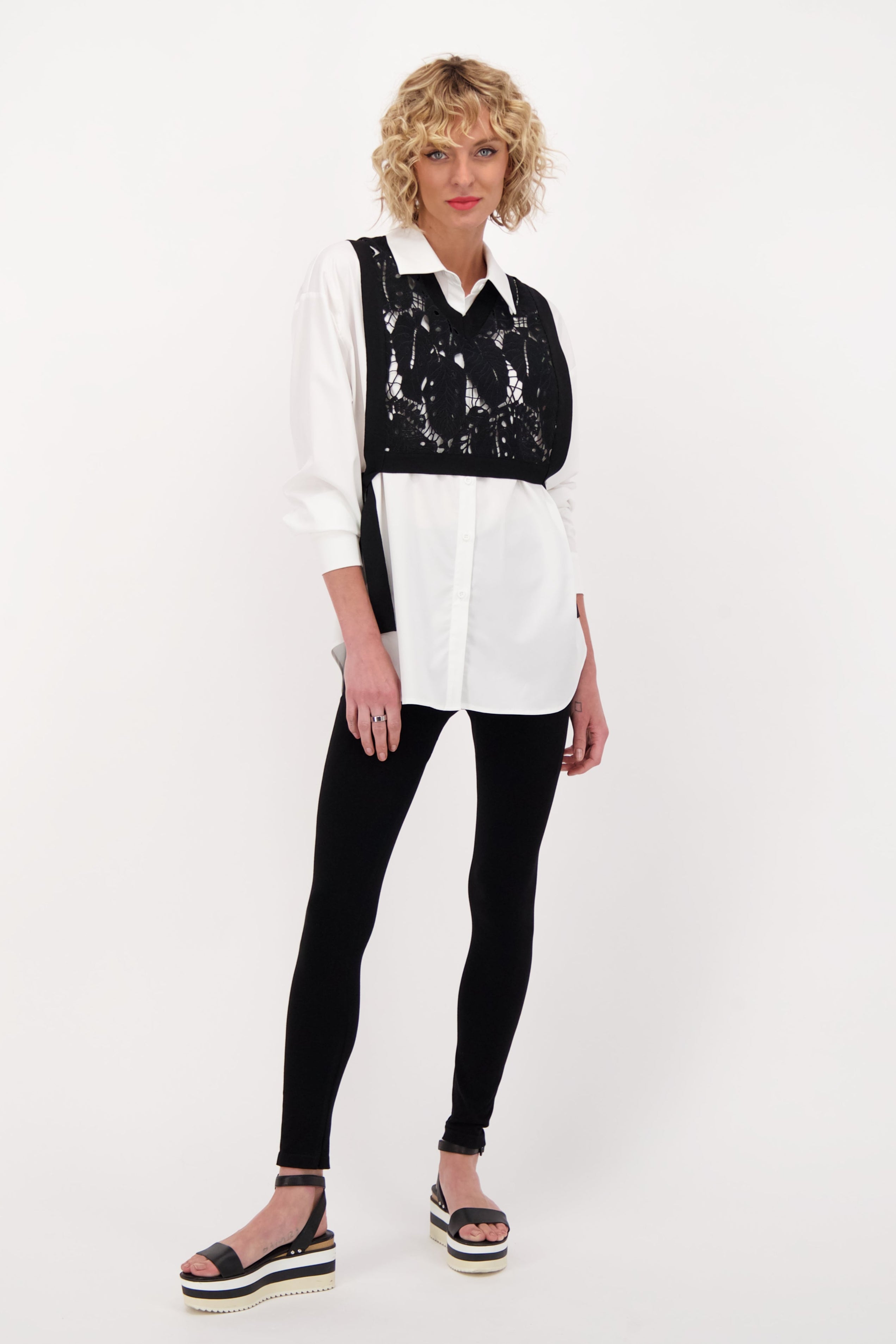 Shirt With Removable Lace Tie Up Dickie