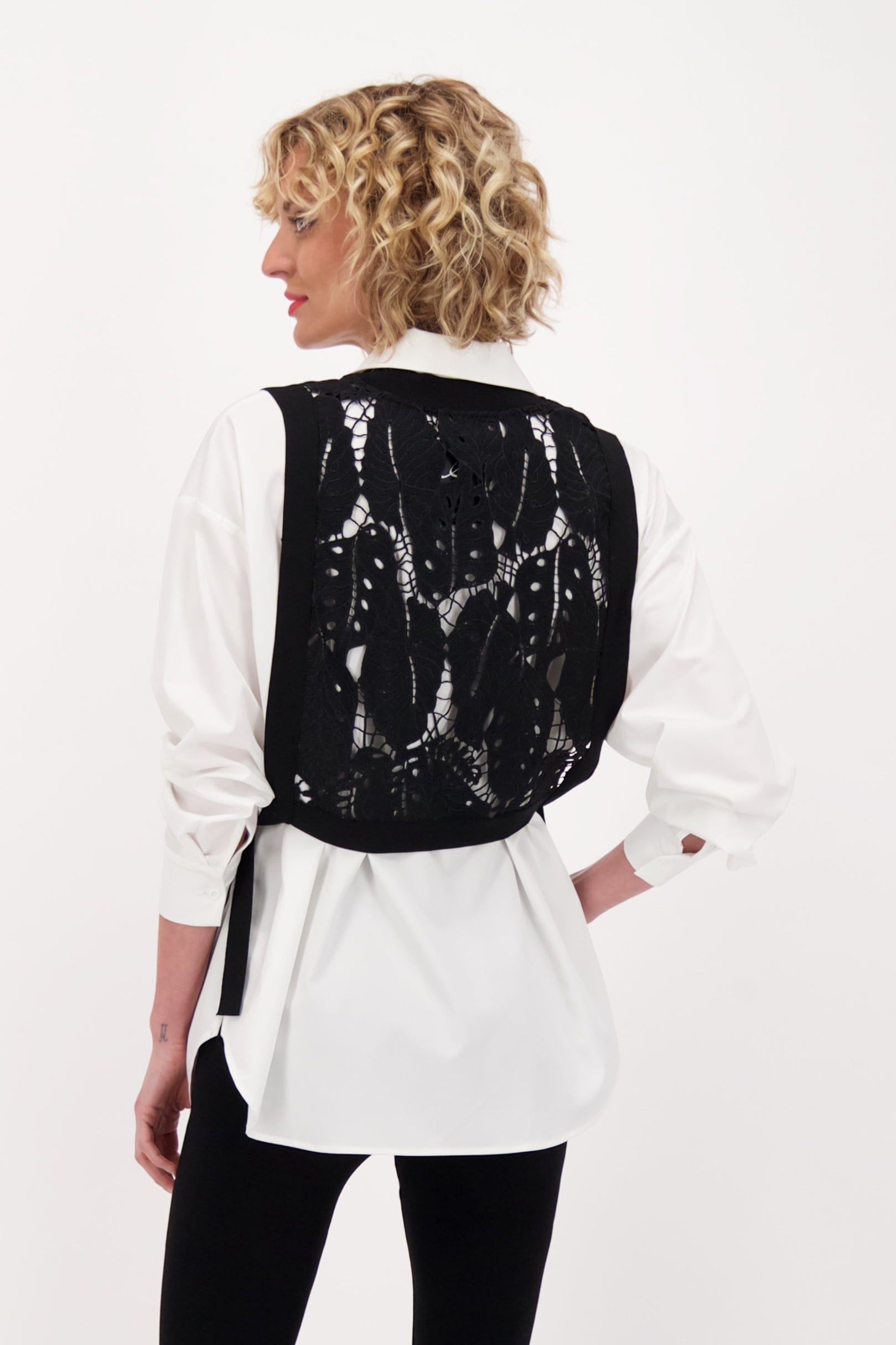Shirt With Removable Lace Tie Up Dickie