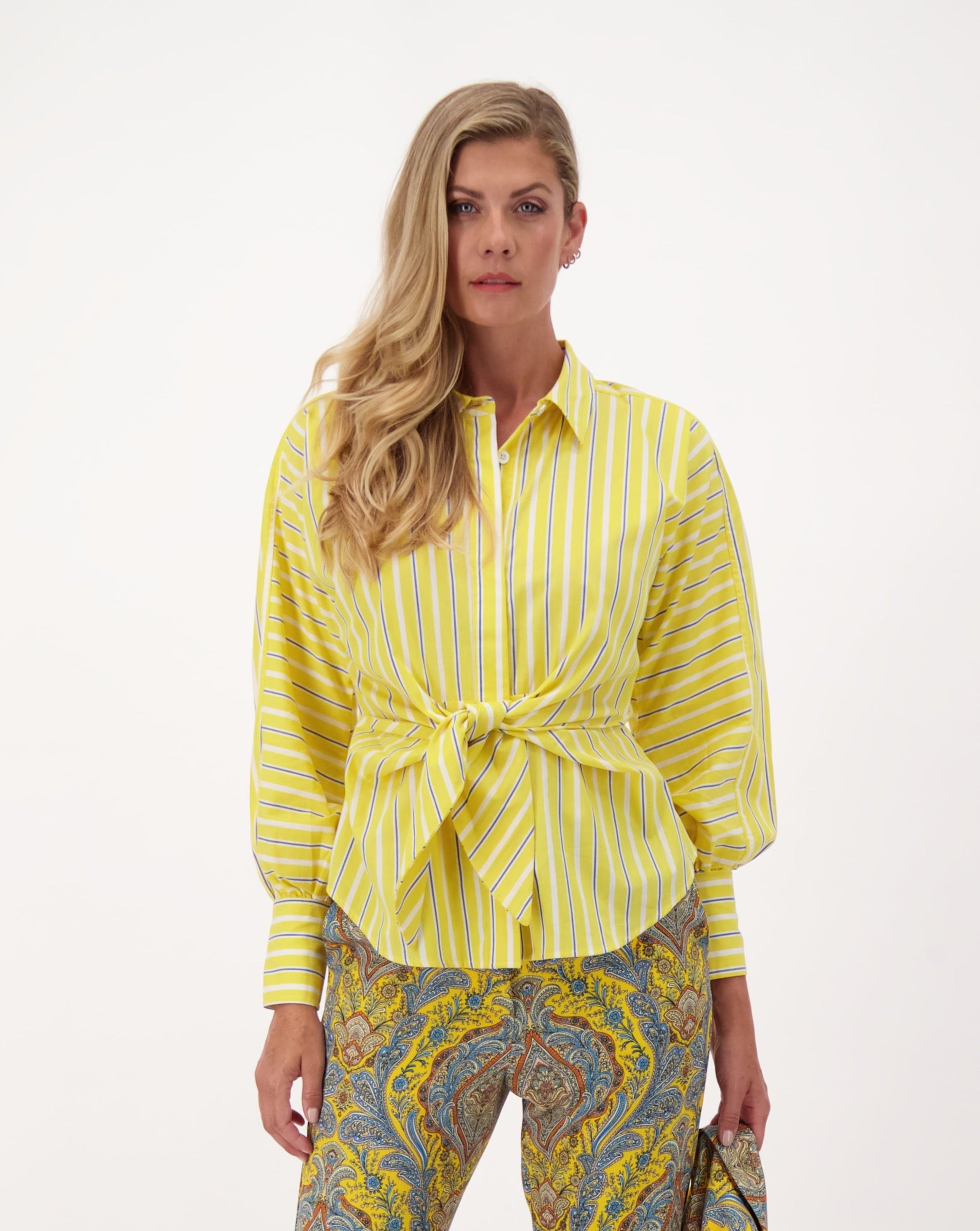 Pinstriped Front Tie-Up Cotton Shirt