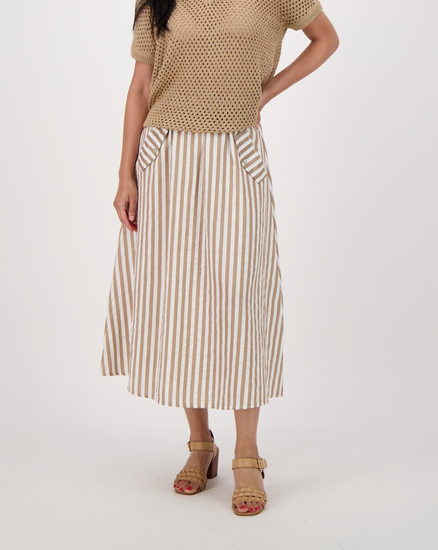 Gold Lurex Stripe Utility Skirt