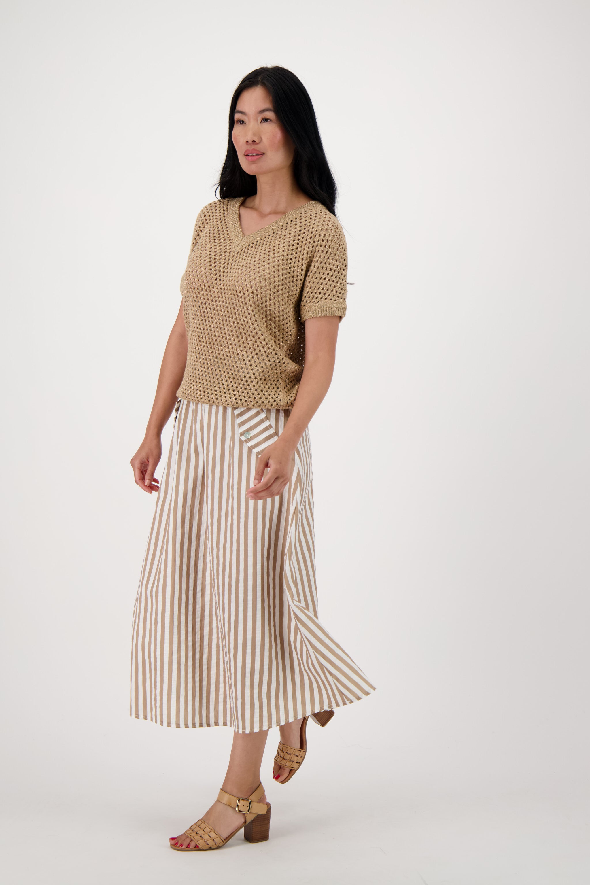 Gold Lurex Stripe Utility Skirt