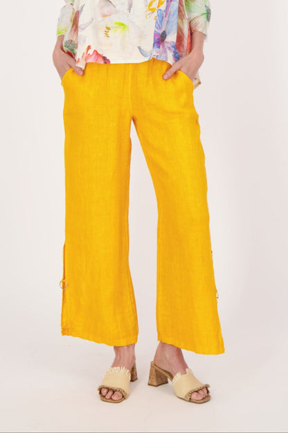 Linen Wide Leg Pant With Rings