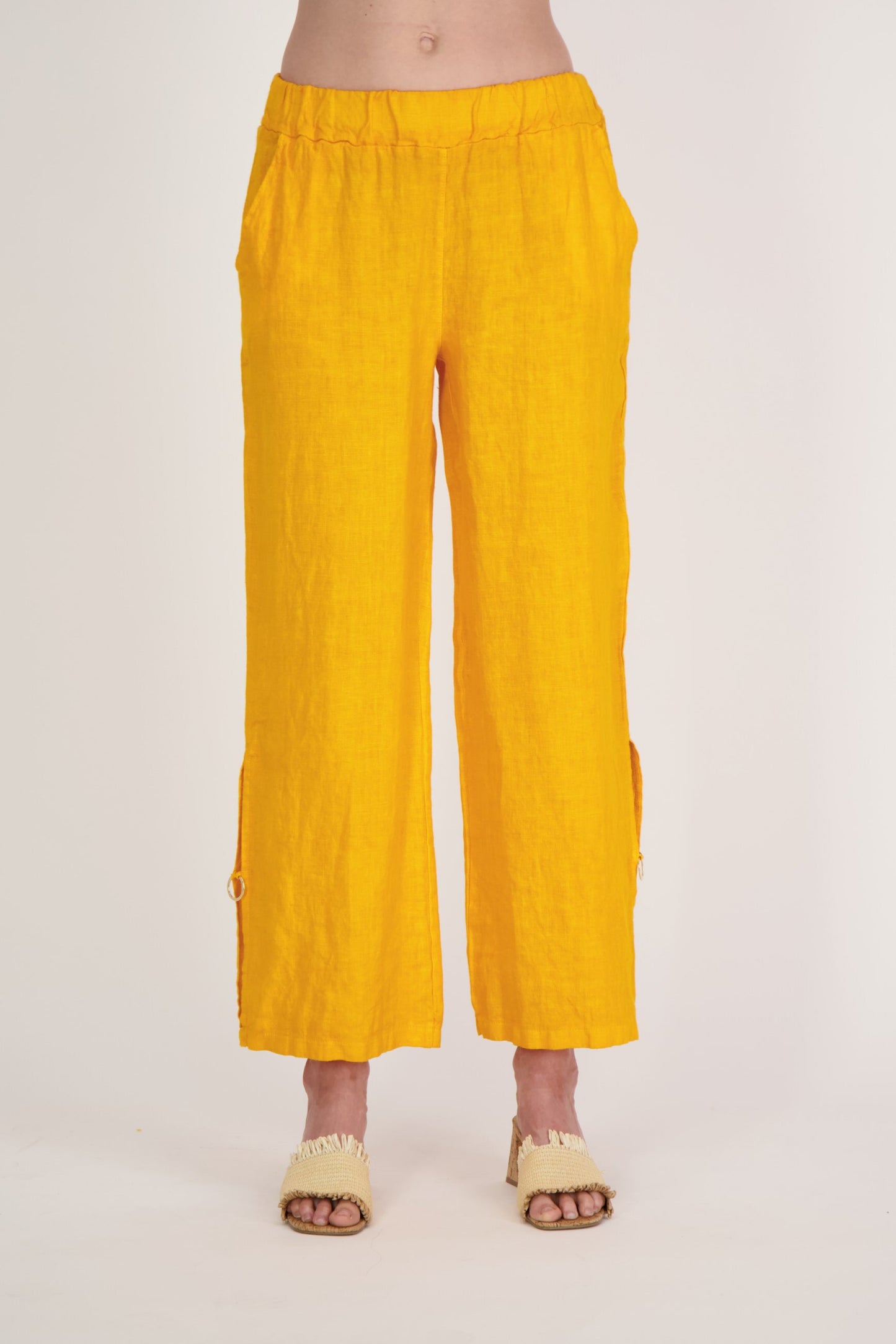 Linen Wide Leg Pant With Rings