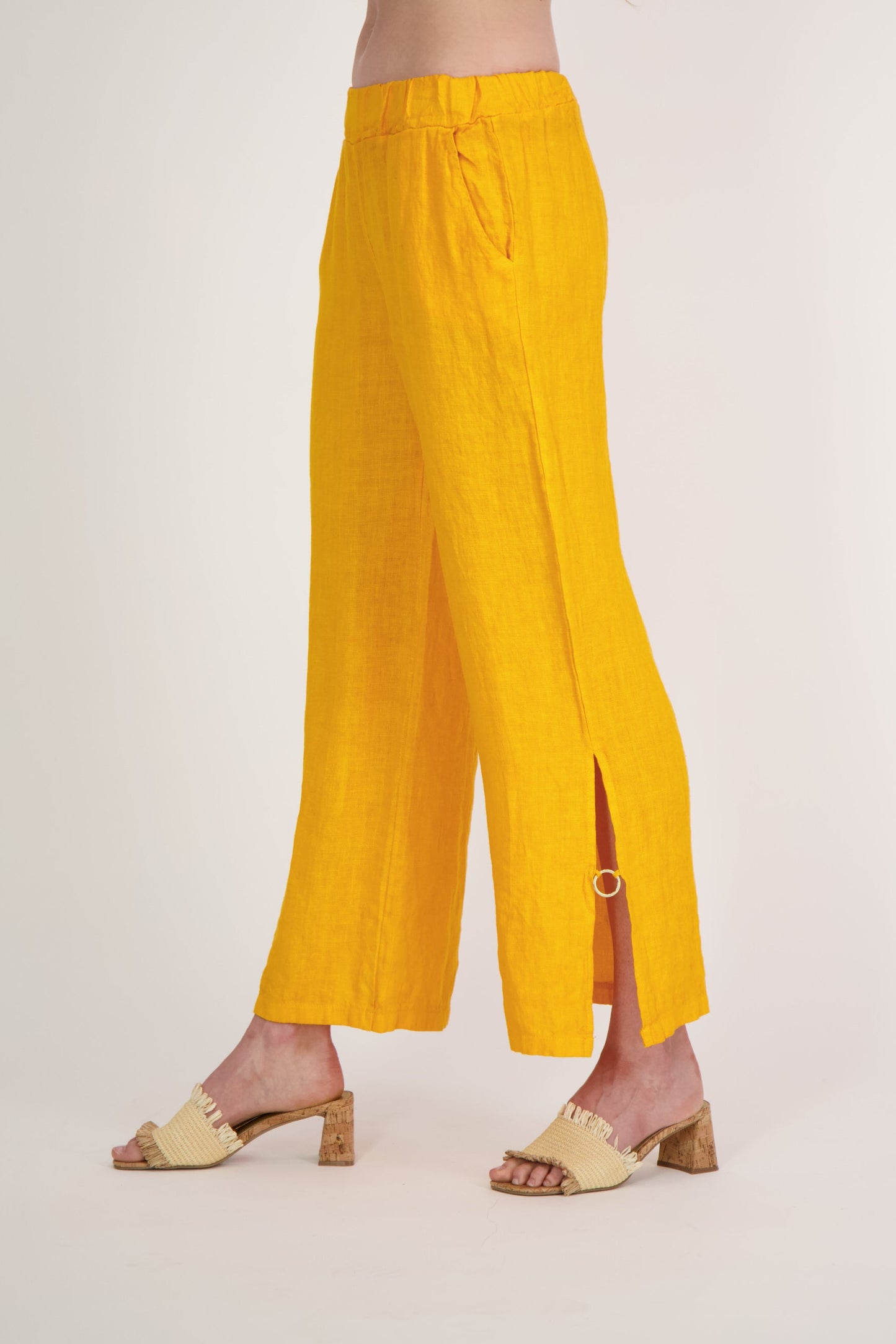 Linen Wide Leg Pant With Rings