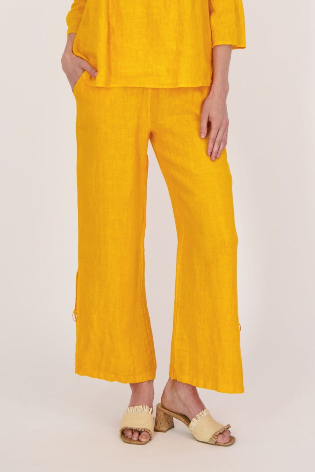 Linen Wide Leg Pant With Rings