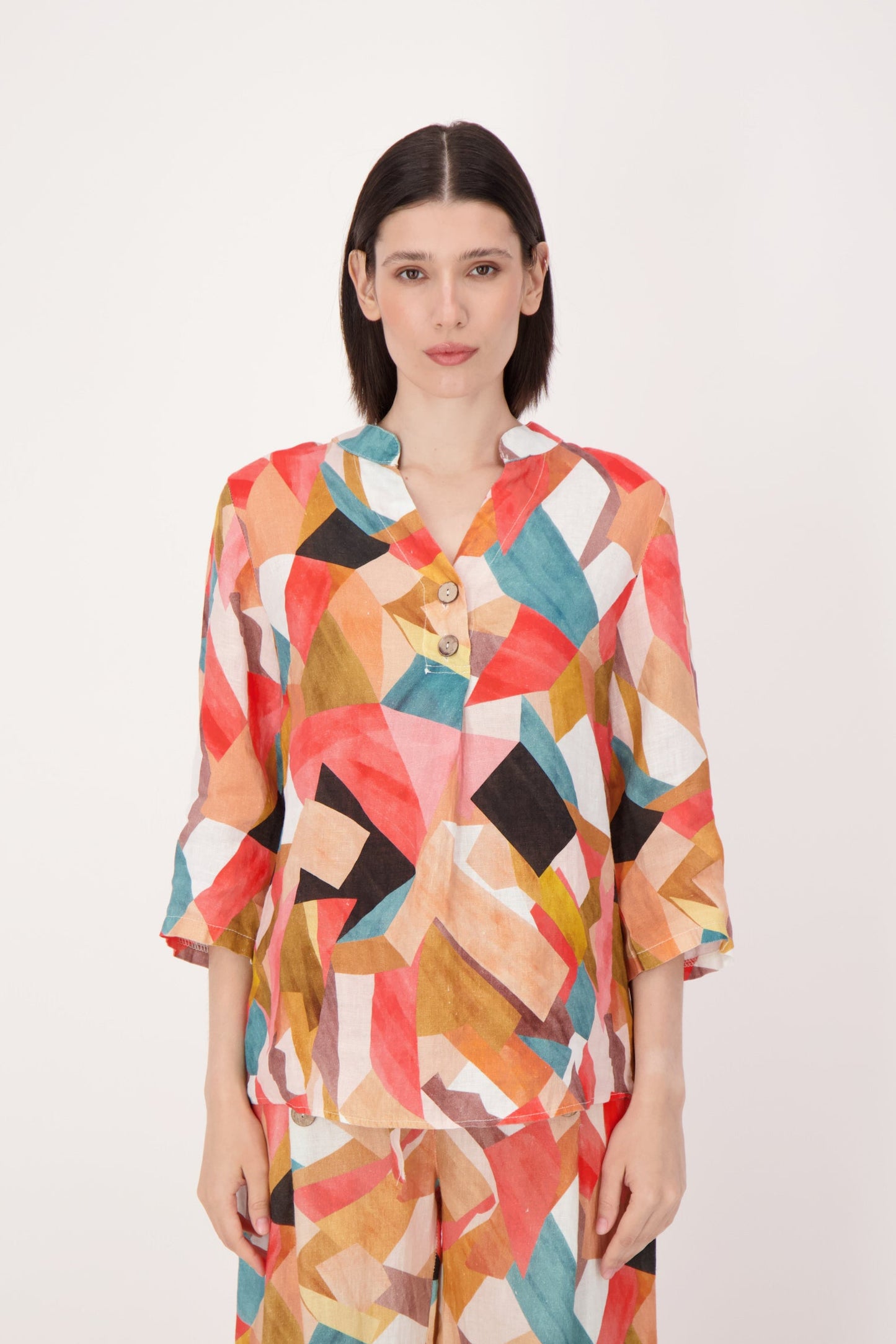 Linen Geo Printed Blouse