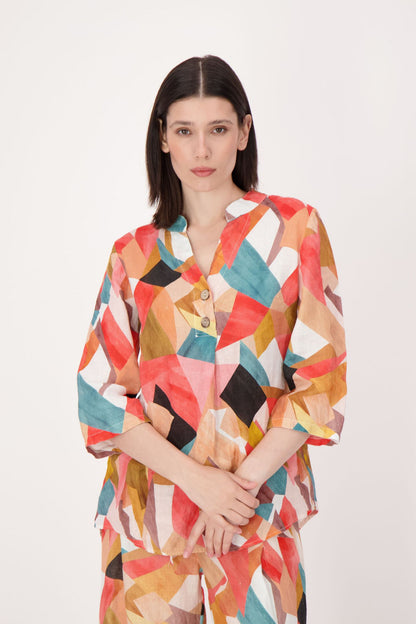 Linen Geo Printed Blouse