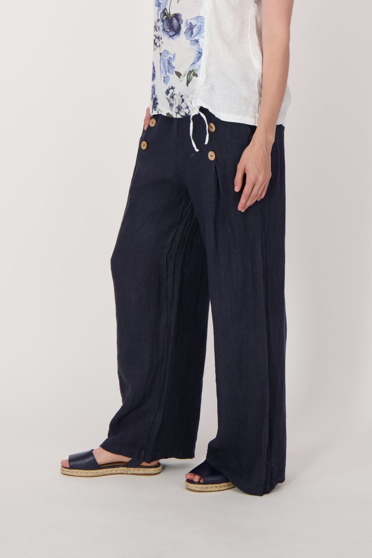 Linen Pant With Buttons