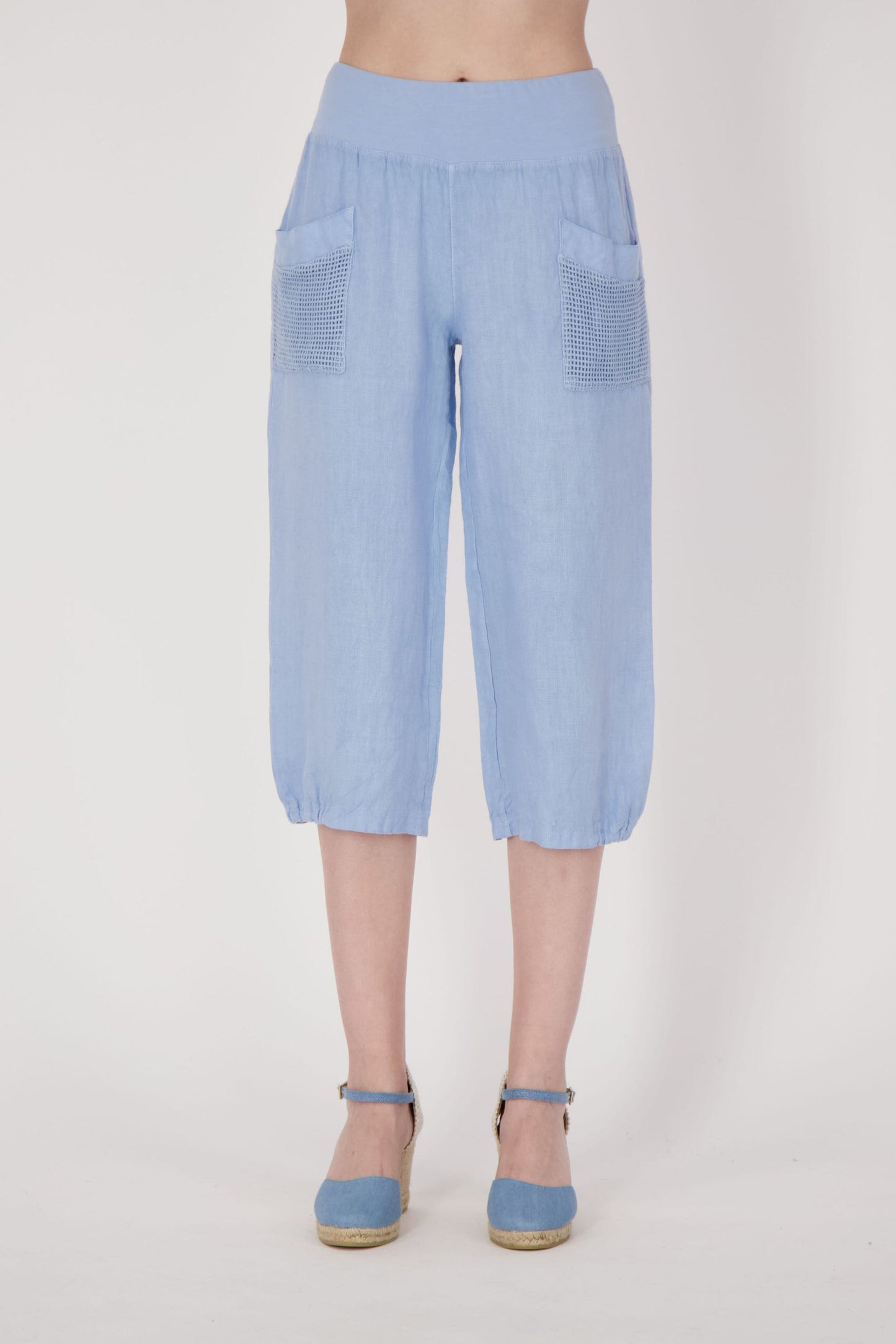 Linen Capri Pant With Mesh Pockets